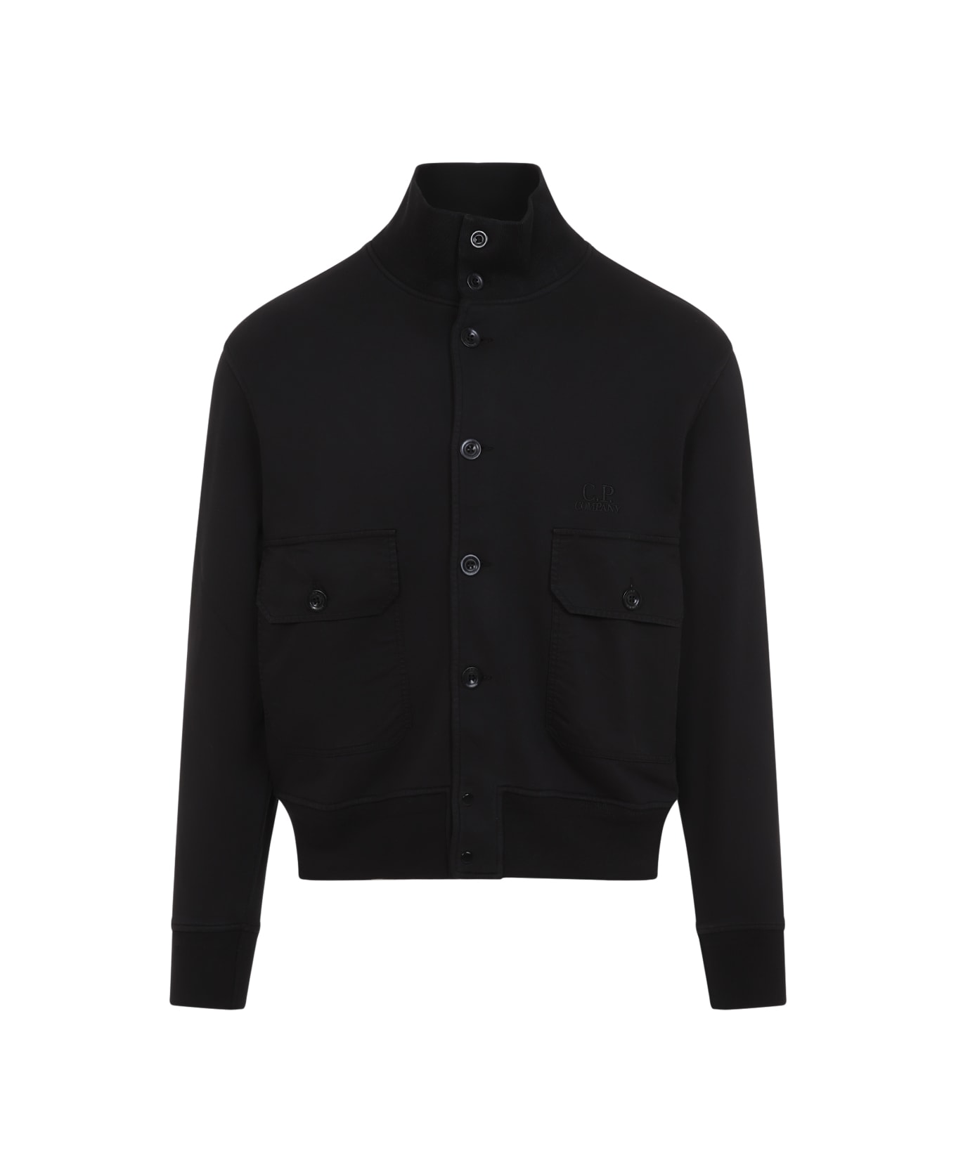 C.P. Company Full Button Sweatshirt - Black