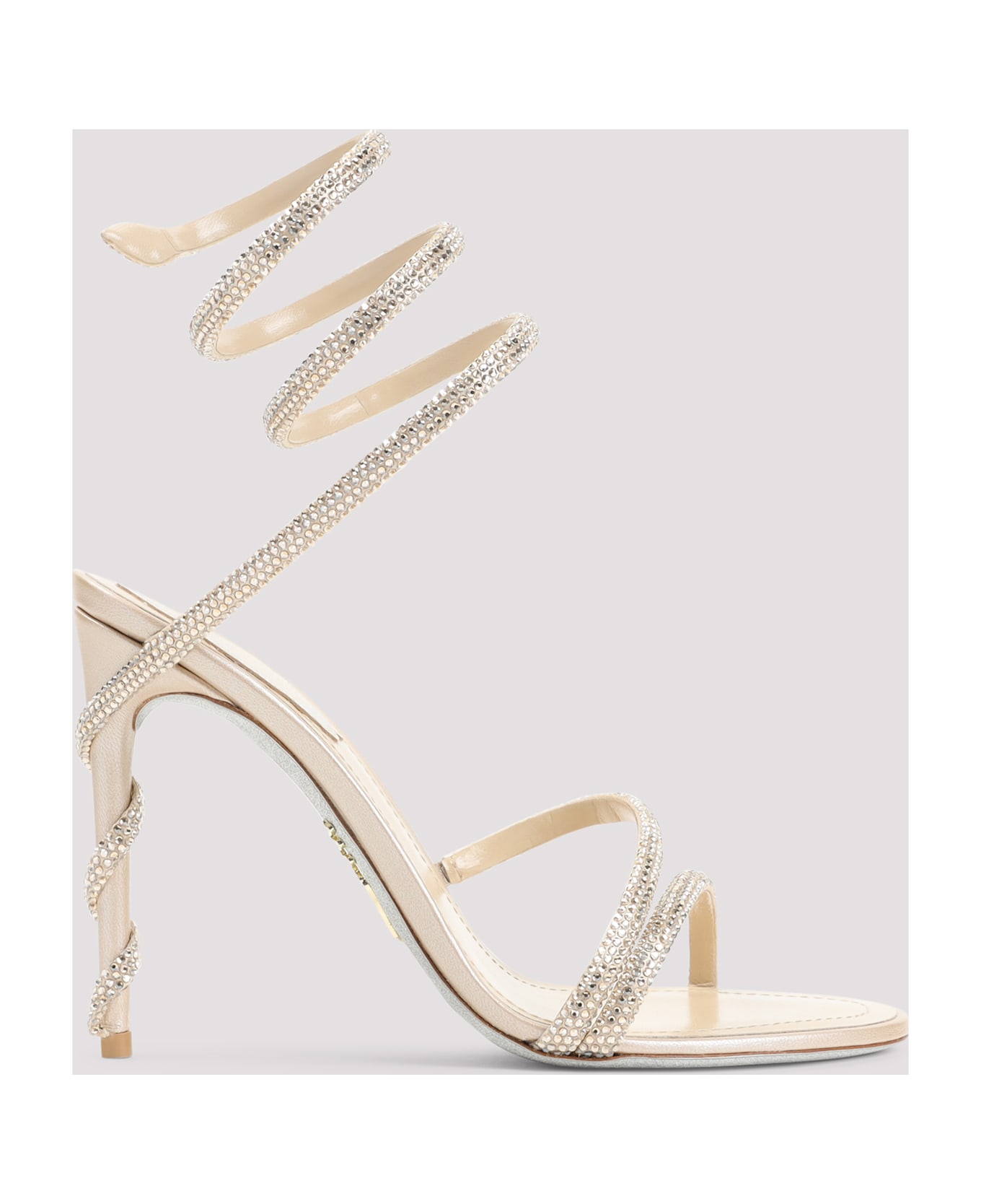 René Caovilla Rene Caovilla Cleo Crystal Sandals - Beige Satin