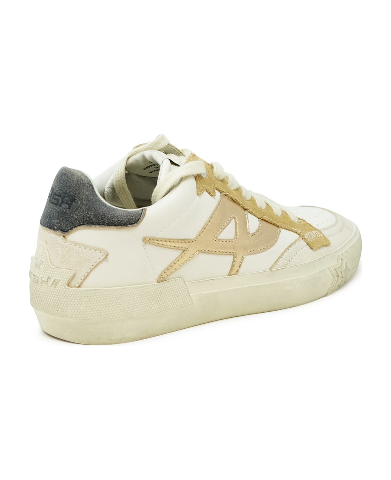 Ash Beige/white Leather Sneakers - WHITE/BEIGE