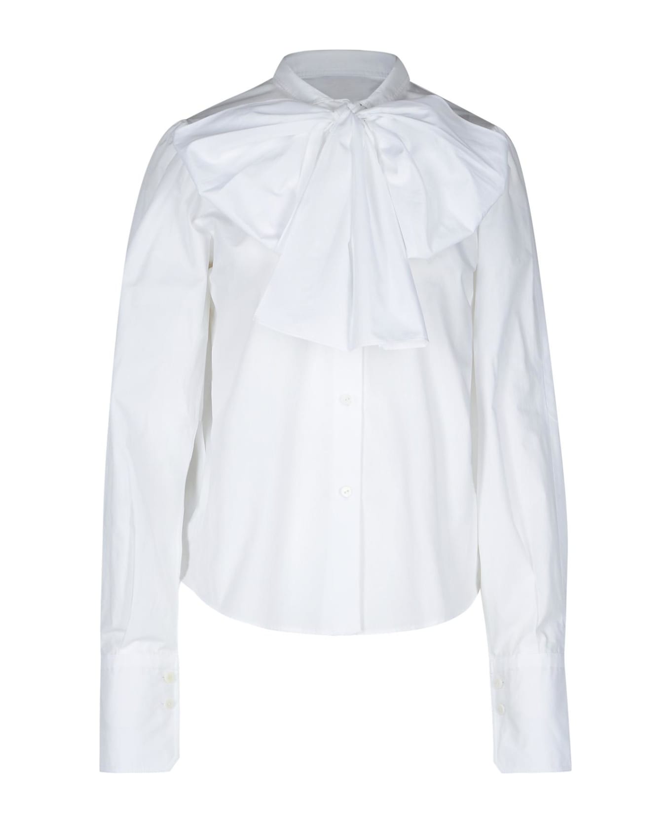 Patou 'ascot' White Cotton Blouse - White