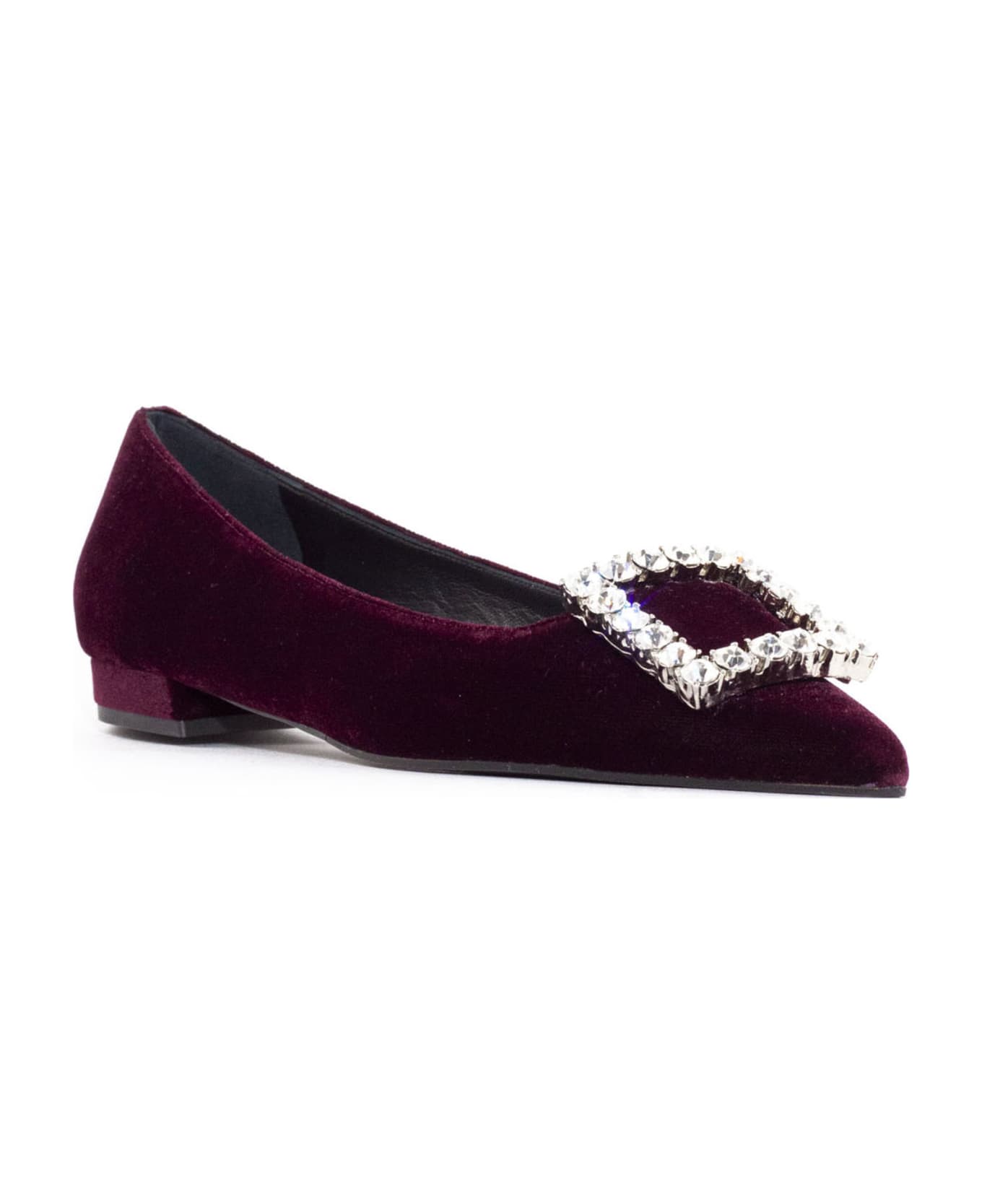 Roberto Festa Amaia Burgundy Velvet Ballerina Shoes - Bordeaux