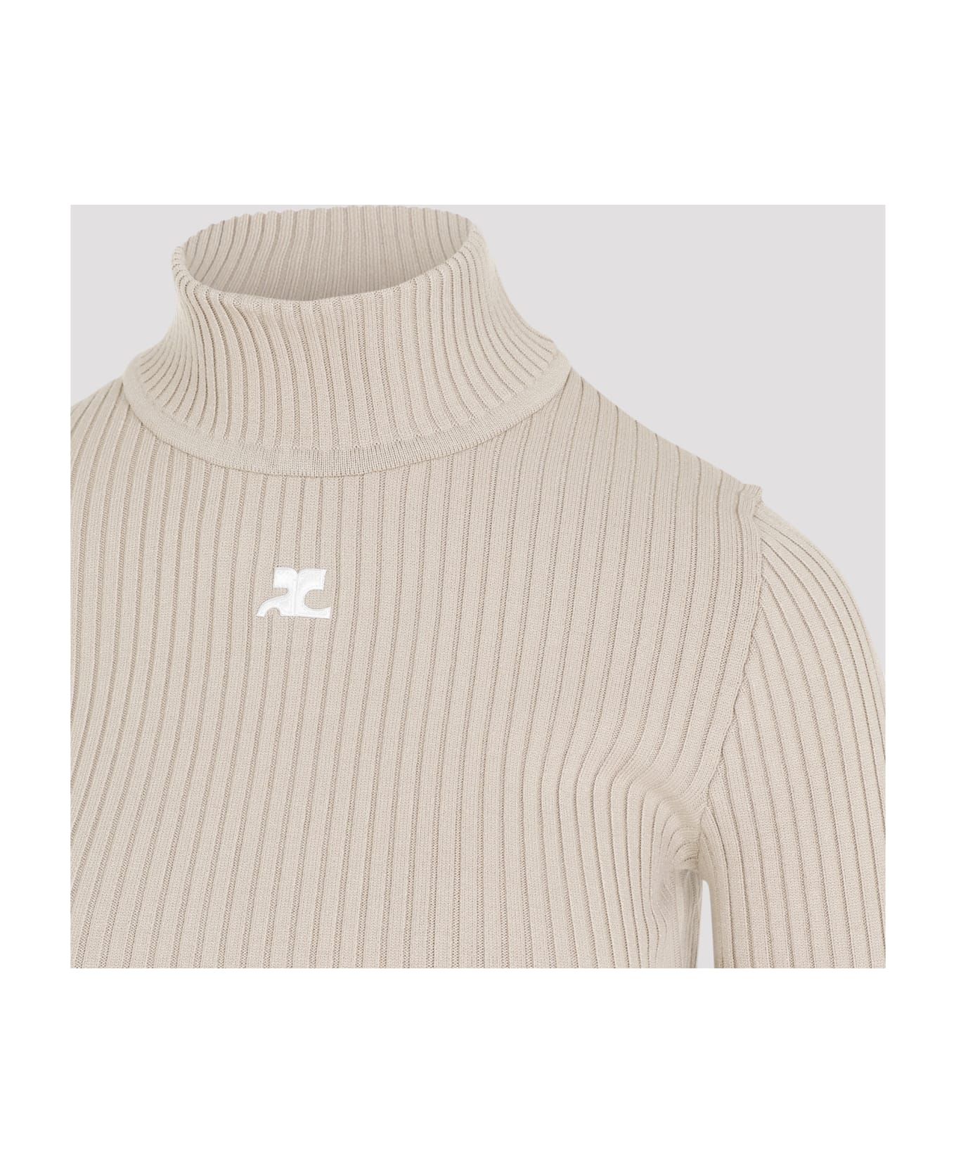 Courrèges Roll Neck Ribbed Jumper - Cappuccino