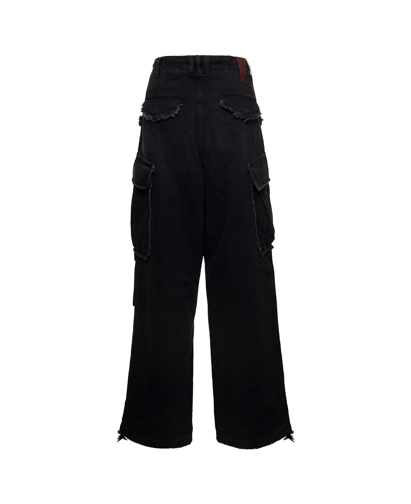 DARKPARK 'vivi' Black Oversized Cargo Jeans With Patch Pockets In Cotton Denim Woman - Black ボトムス