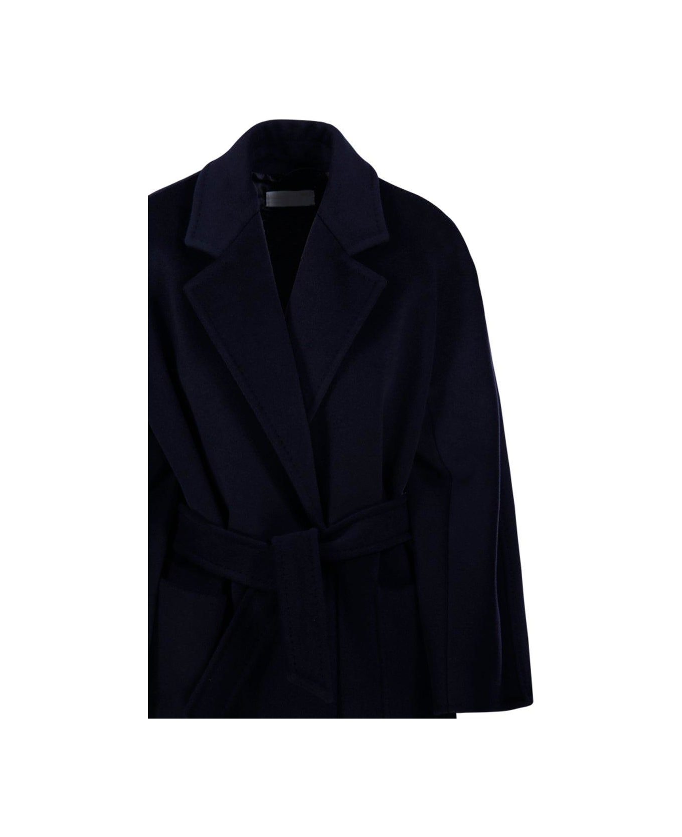 Max Mara Belted Long-sleeved Coat - BLUE