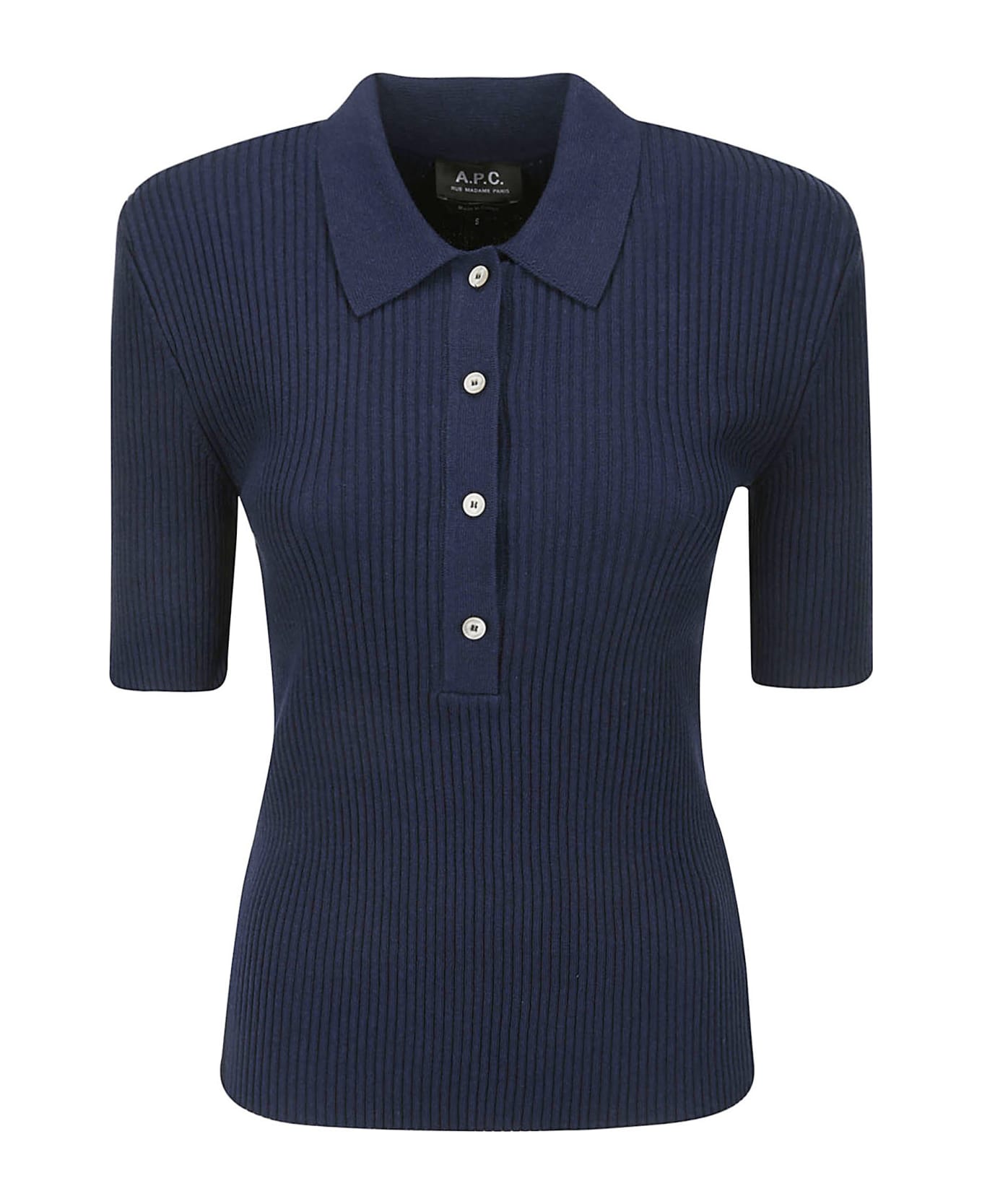 A.P.C. Blue 'danae' Ribbed Polo Shirt - DARK NAVY