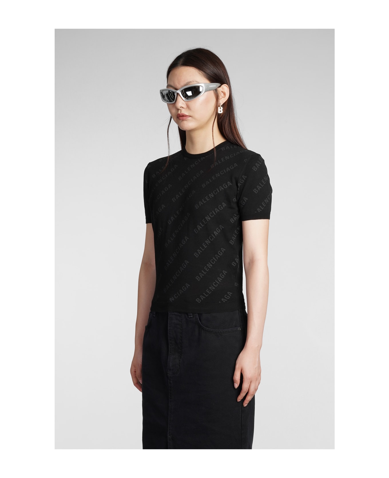 Balenciaga Knitwear In Black Cotton - black Tシャツ
