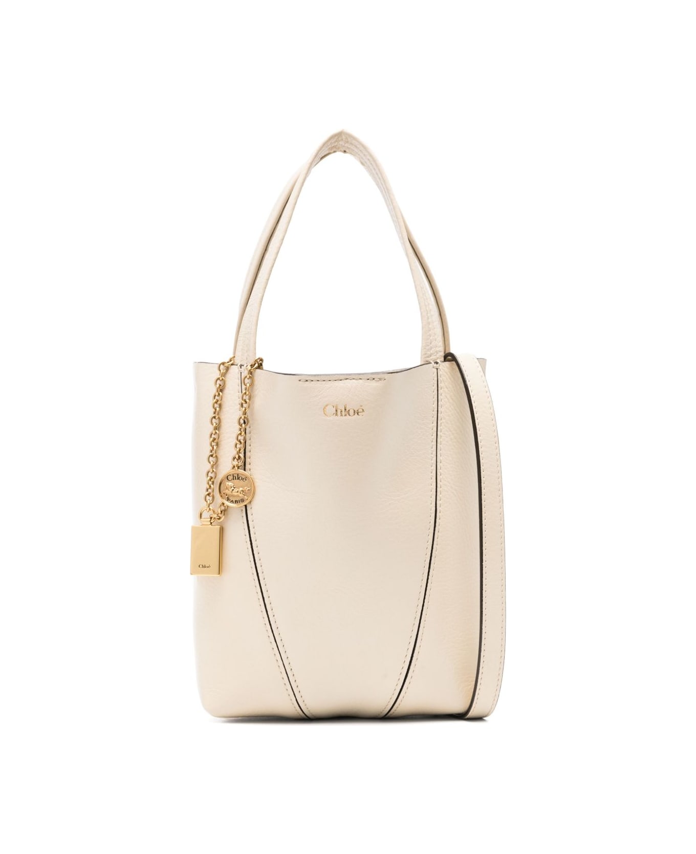 Chloé Spin Small Leather Tote - Beige