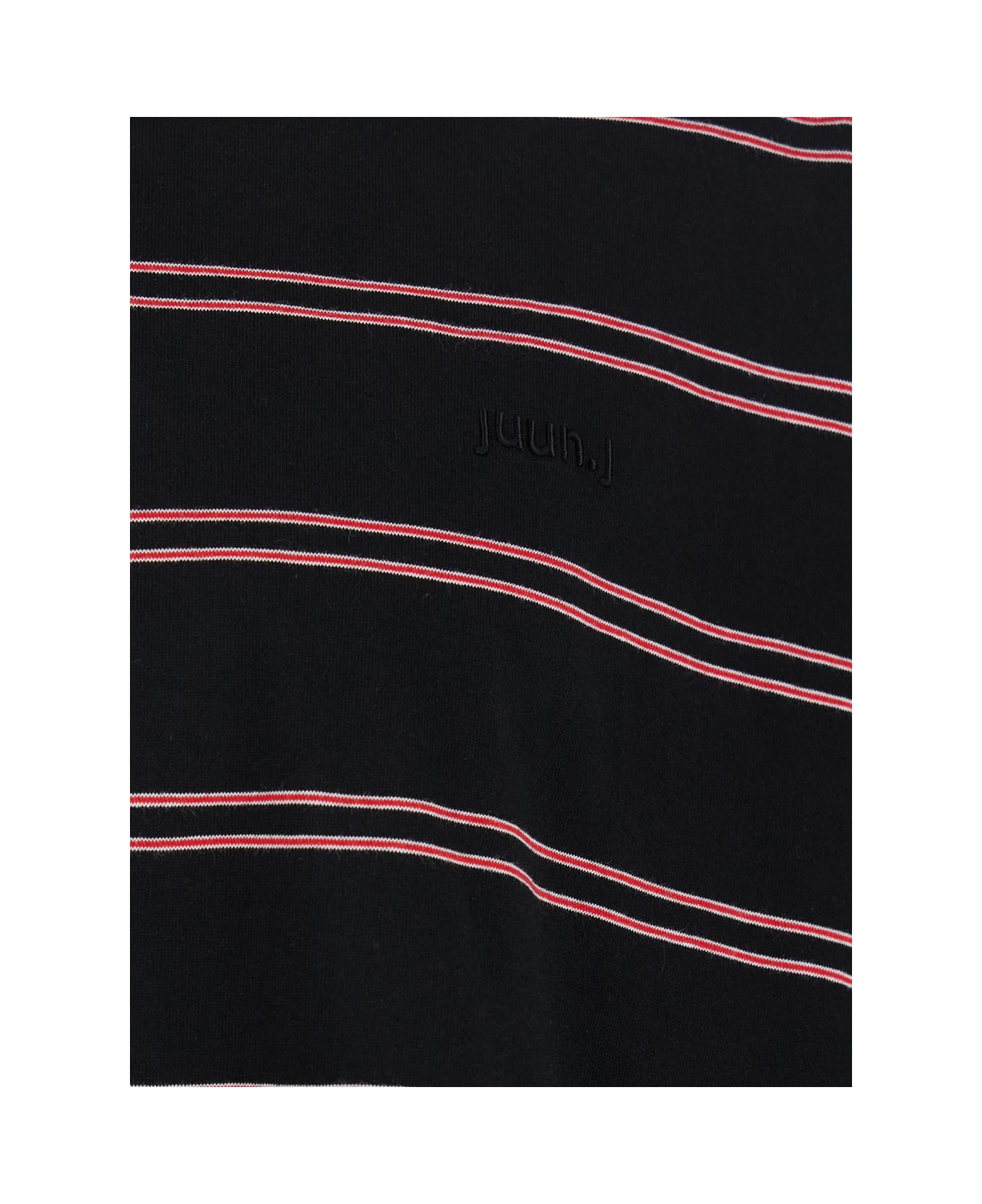 Juun.J Black Sweater With All-over Striped Motif In Cotton Man - Black