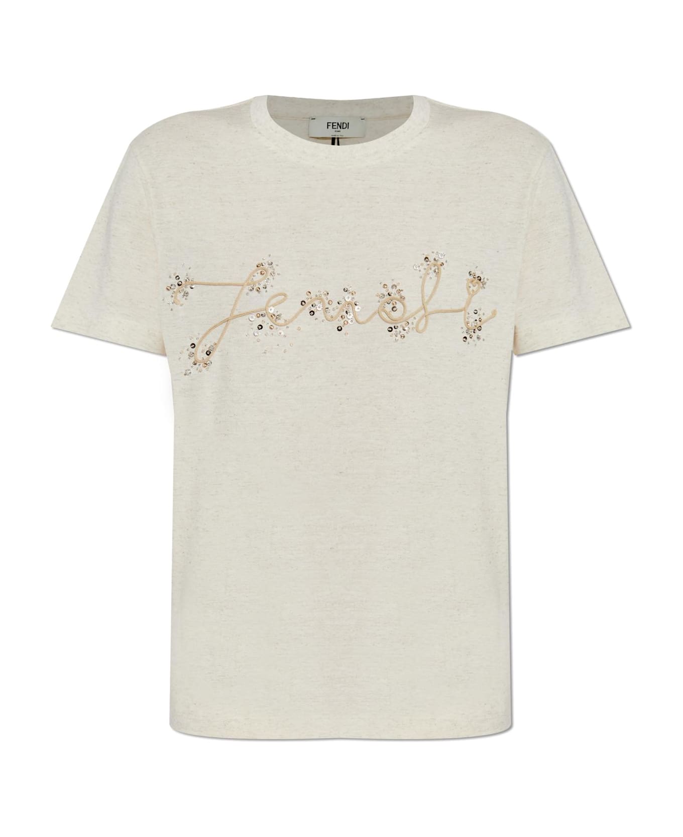 Fendi T-shirt With Shimmering Appliqués - Thumbnail 2