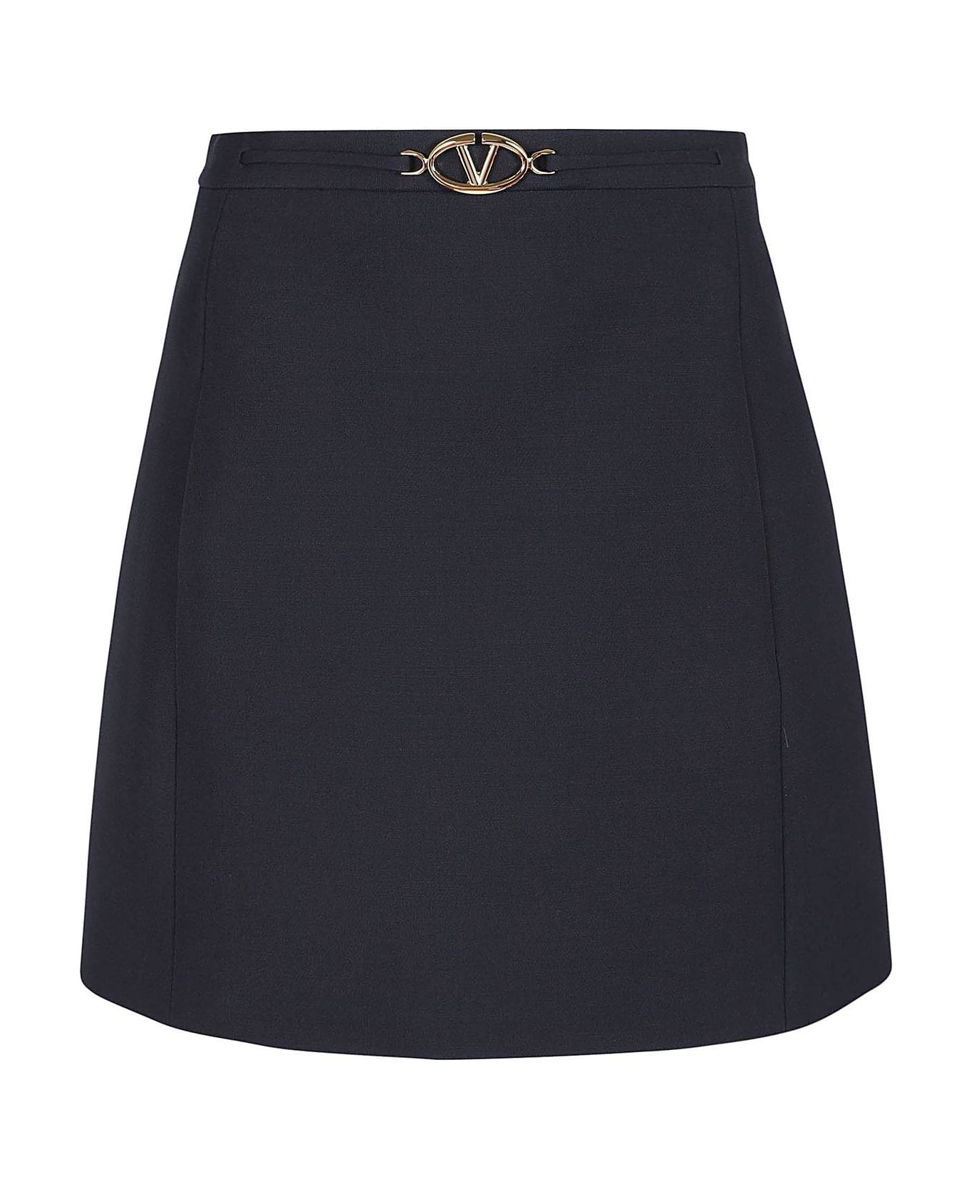 Valentino Logo Plaque High Waist A-line Skirt - Blue