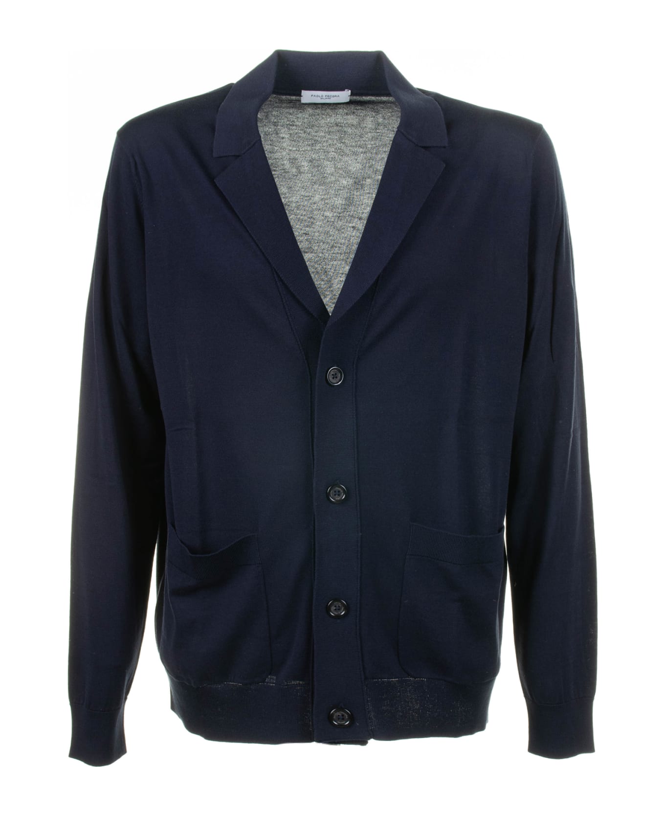 Paolo Pecora Blue Cardigan With Pockets And Buttons - Blu