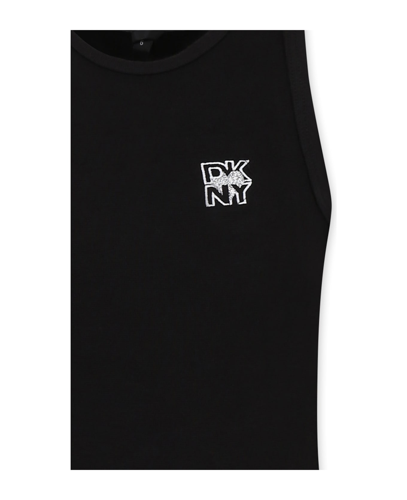 DKNY Black Dress For Girl With Logo - Black