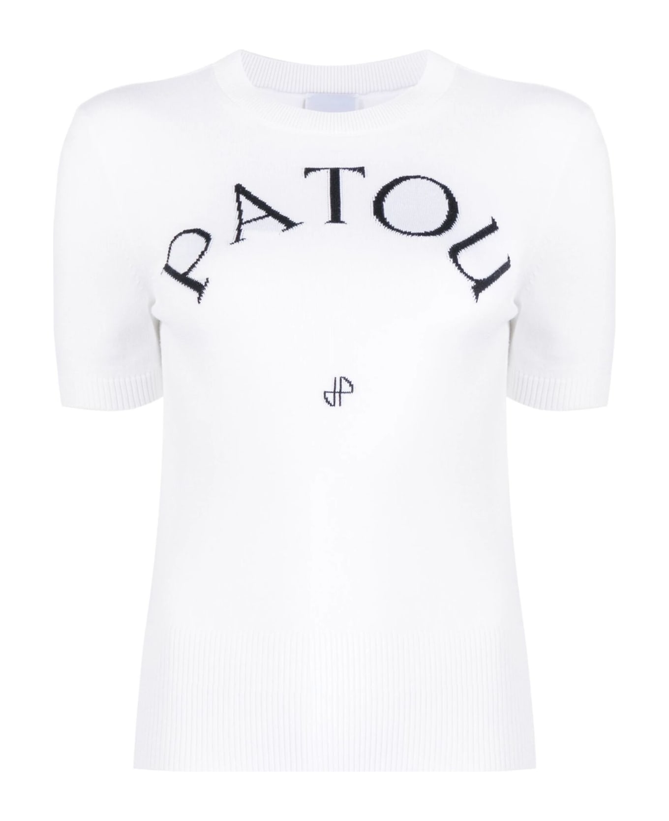 Patou White Organic Cotton Blend Knit Top - White
