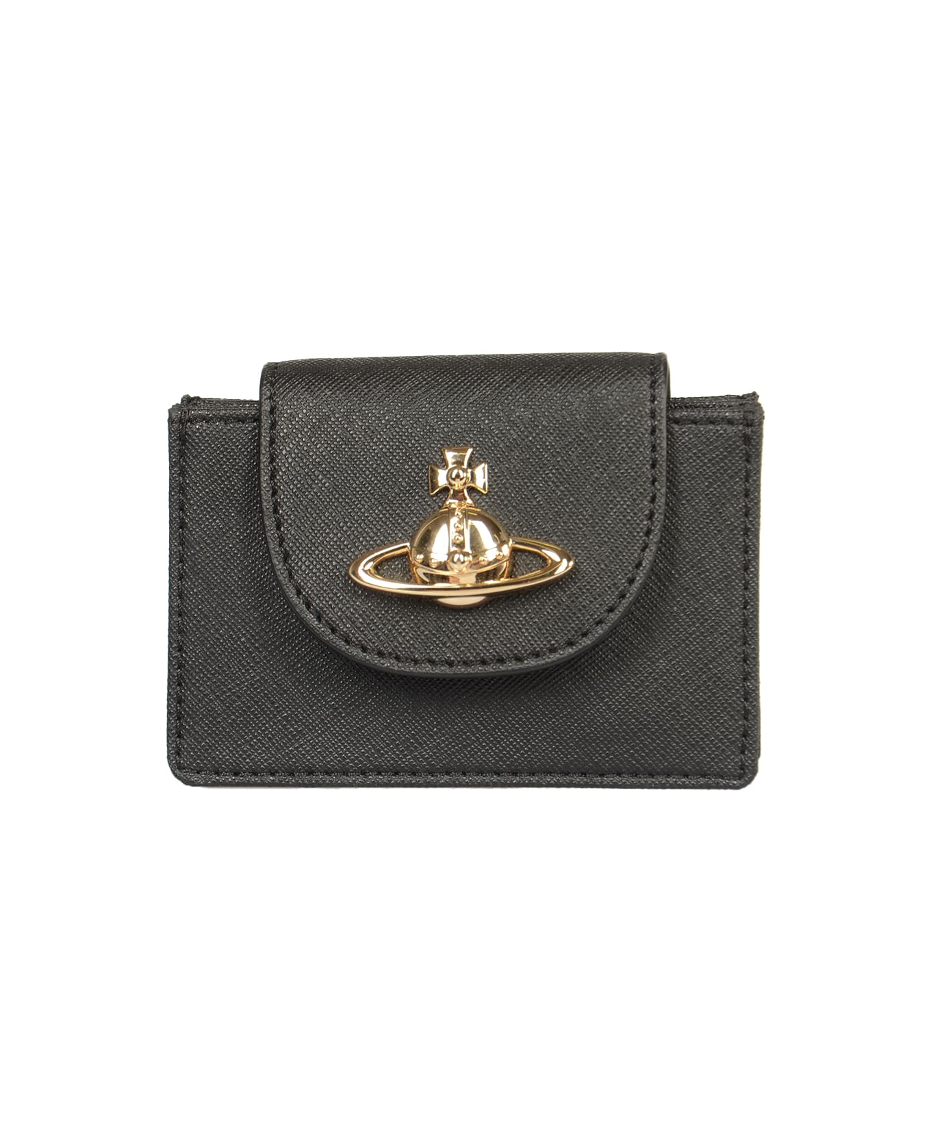 Vivienne Westwood正規品/送料関税込み FLAP CARD HOLDER Vivienne westwood Grain Leather Flap Card Holder Black