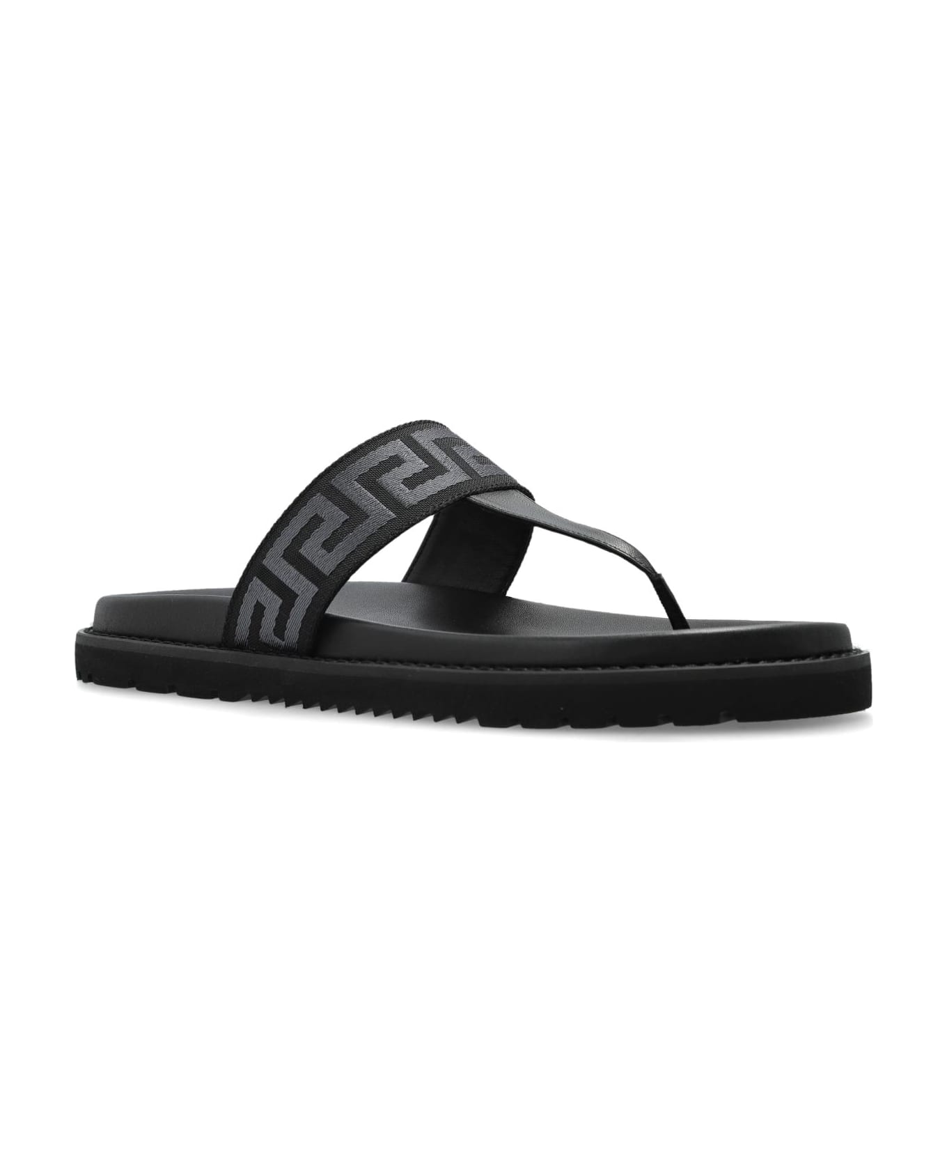 Versace Flip Flops With 
greca
 Pattern - BLACK