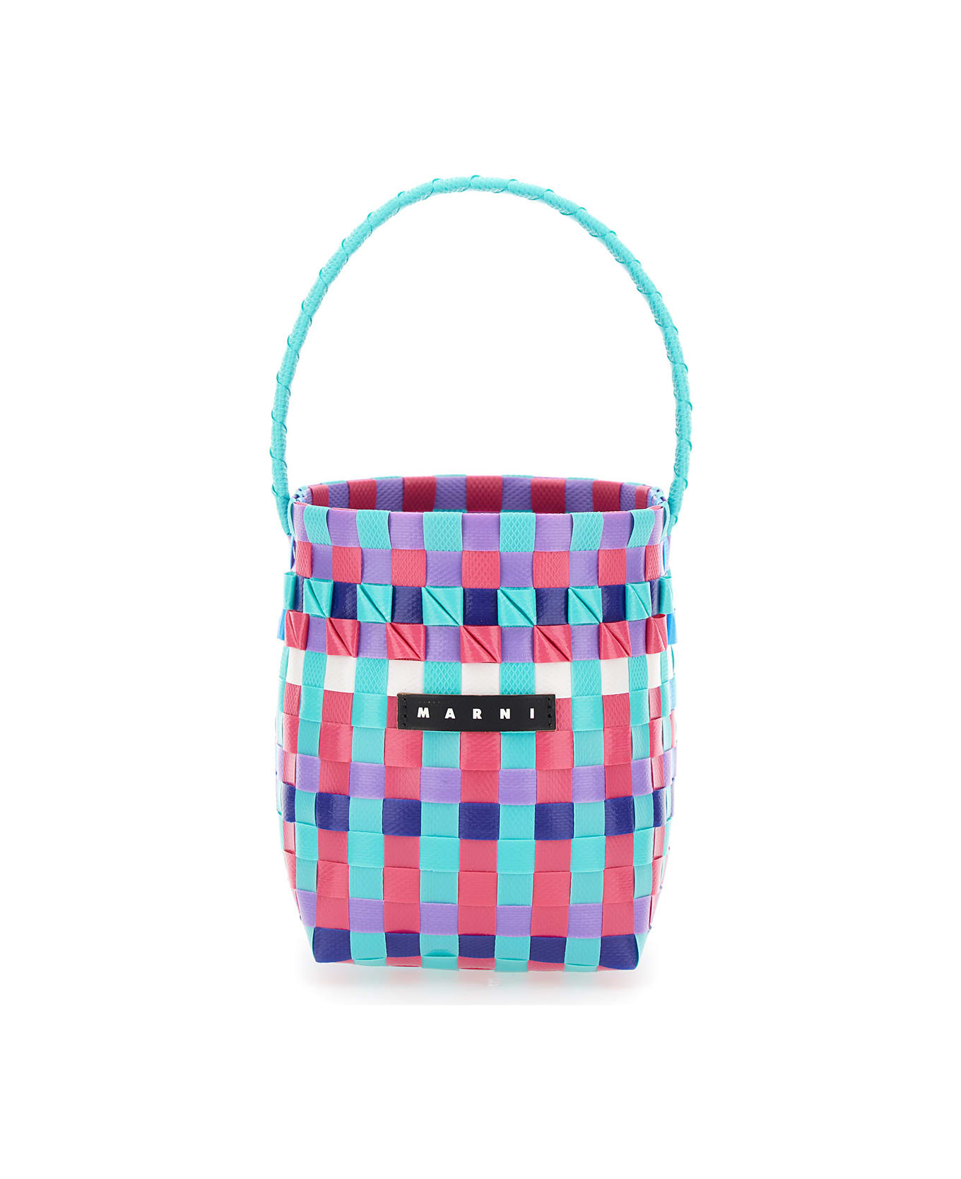 Marni 'pod Kid' Multicolor Bucket Hat With Logo Patch In Woven Polypropylene Girl - Blu アクセサリー＆ギフト
