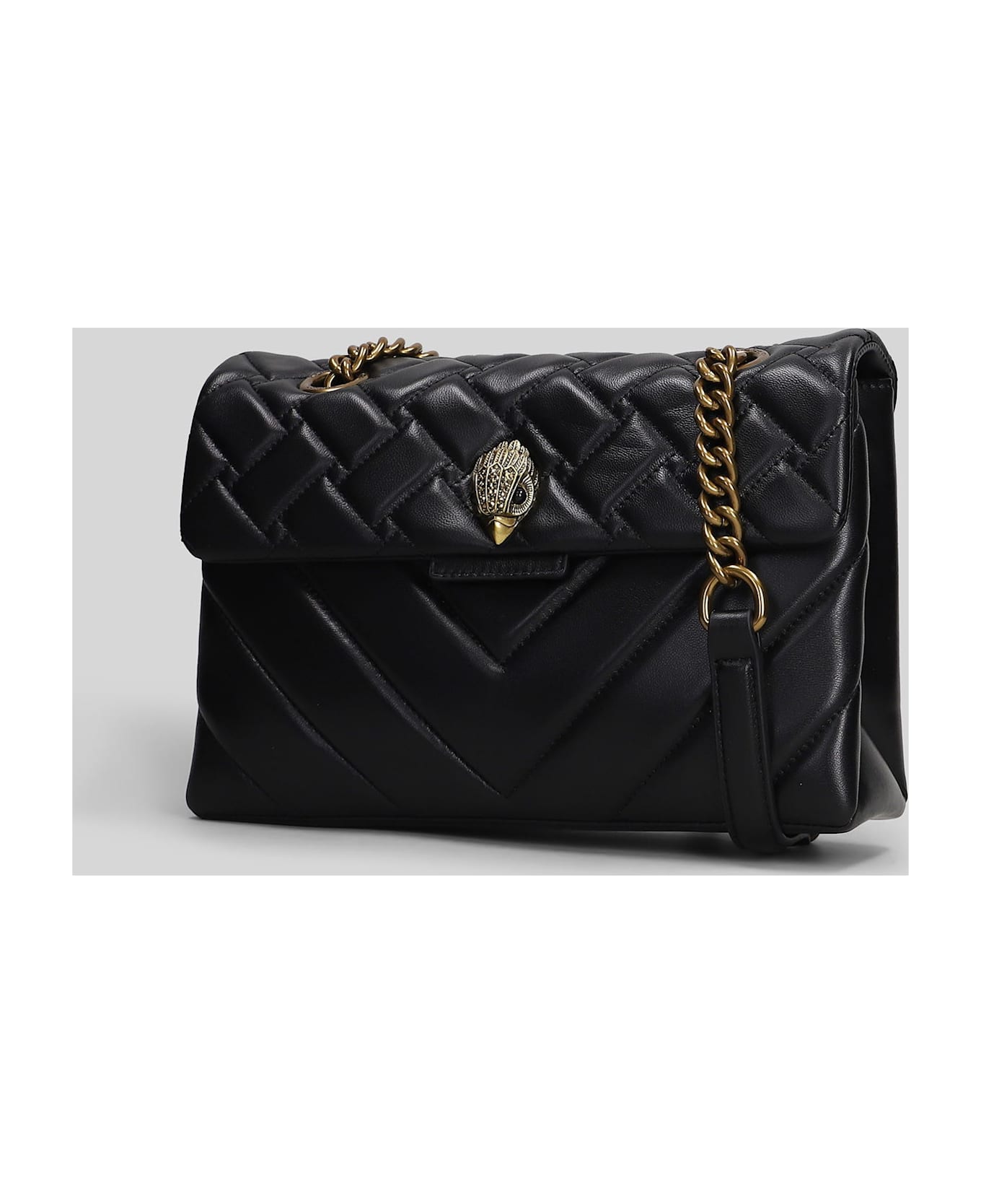 Kurt Geiger Leather Kensington X Shoulder Bag In Black Leather - black