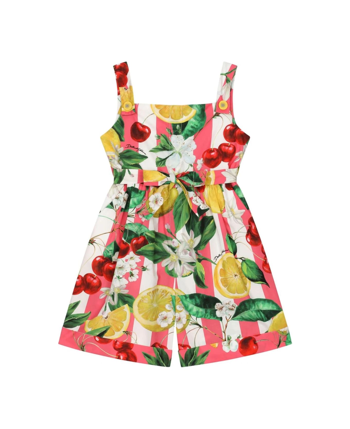 Dolce & Gabbana Lemon And Cherry Print Poplin Jumpsuit - Multicolour ワンピース＆ドレス