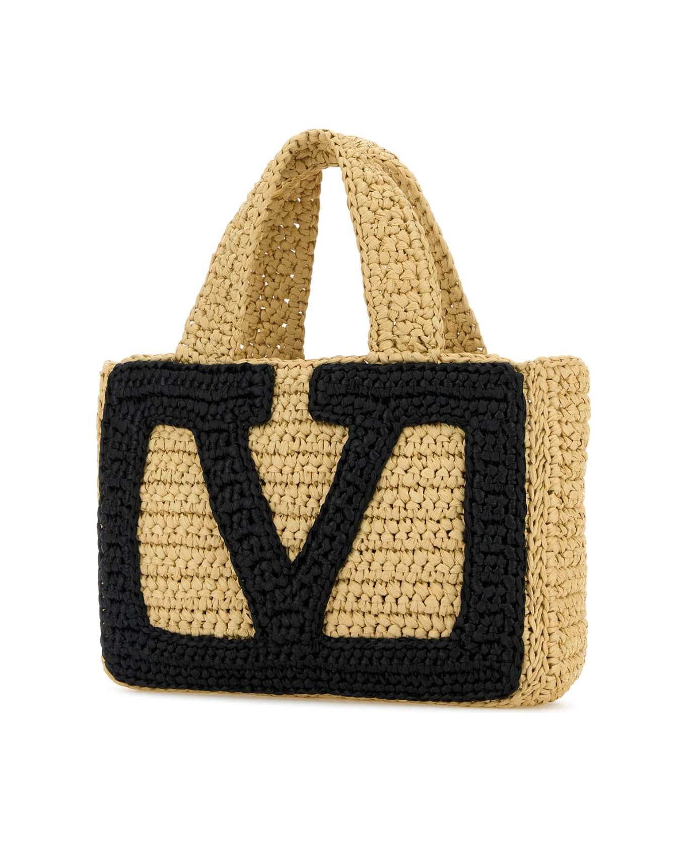 Valentino Garavani Raffia Small Viva Superstar Shopping Bag - NATURALENERO