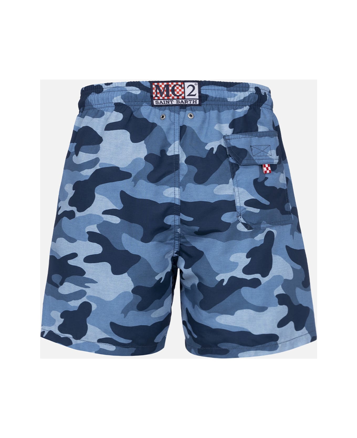 MC2 Saint Barth Man Mid-length Gustavia Swim-shorts With Camouflage Print - SKY