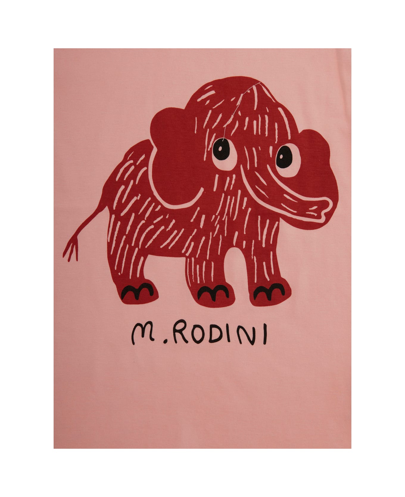 Mini Rodini Pink Crewneck T-shirt With Maxi Print On The Front In Cotton Baby - Pink