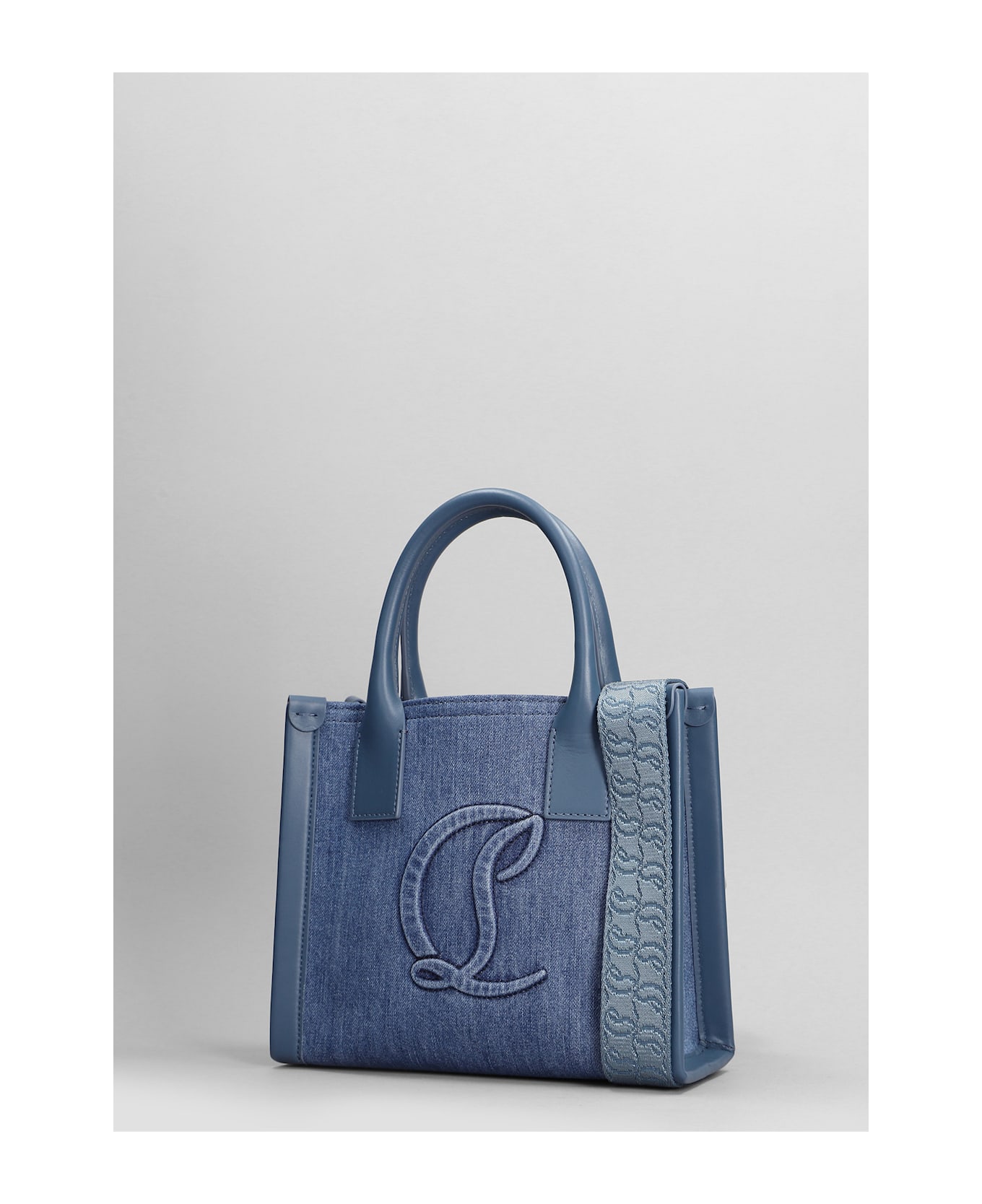 Christian Louboutin By My Side Mini Tote In Blue Cotton - Blue/jeans/blue