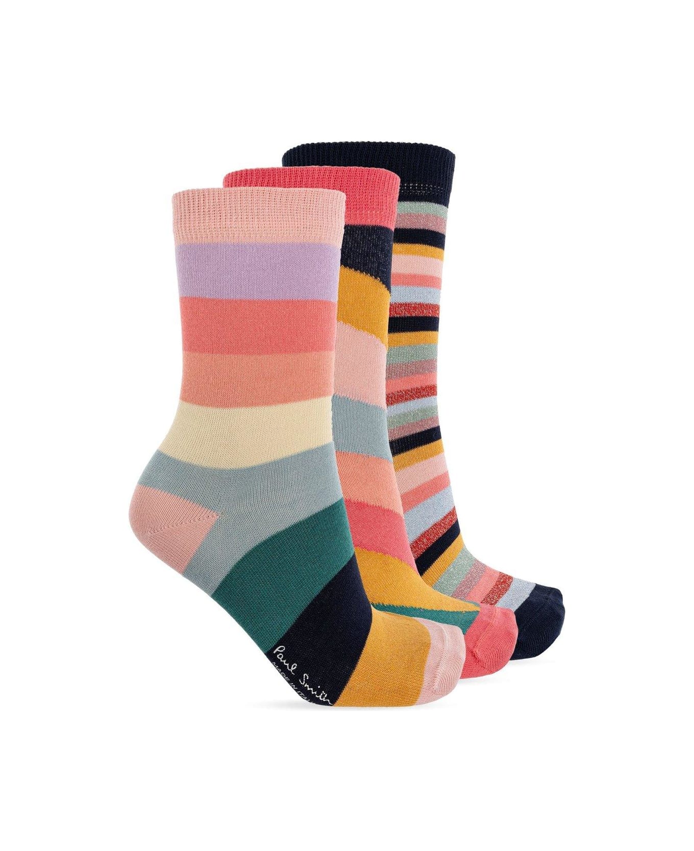 Paul Smith Three Pack Of Cotton Socks With Lurex Thread - MultiColour