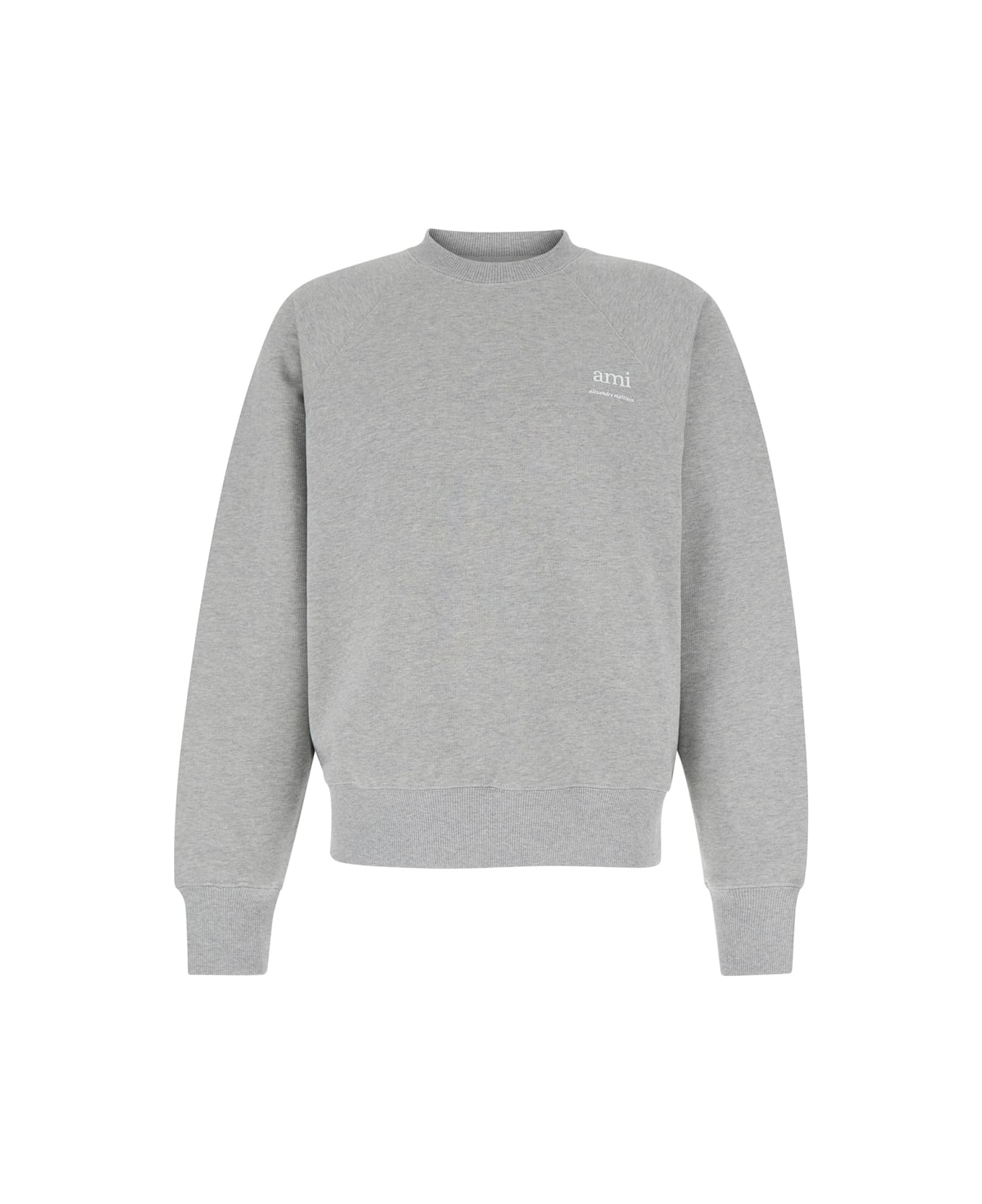 Ami Alexandre Mattiussi Grey Crew Neck Sweater In Cotton Man - Grey フリース