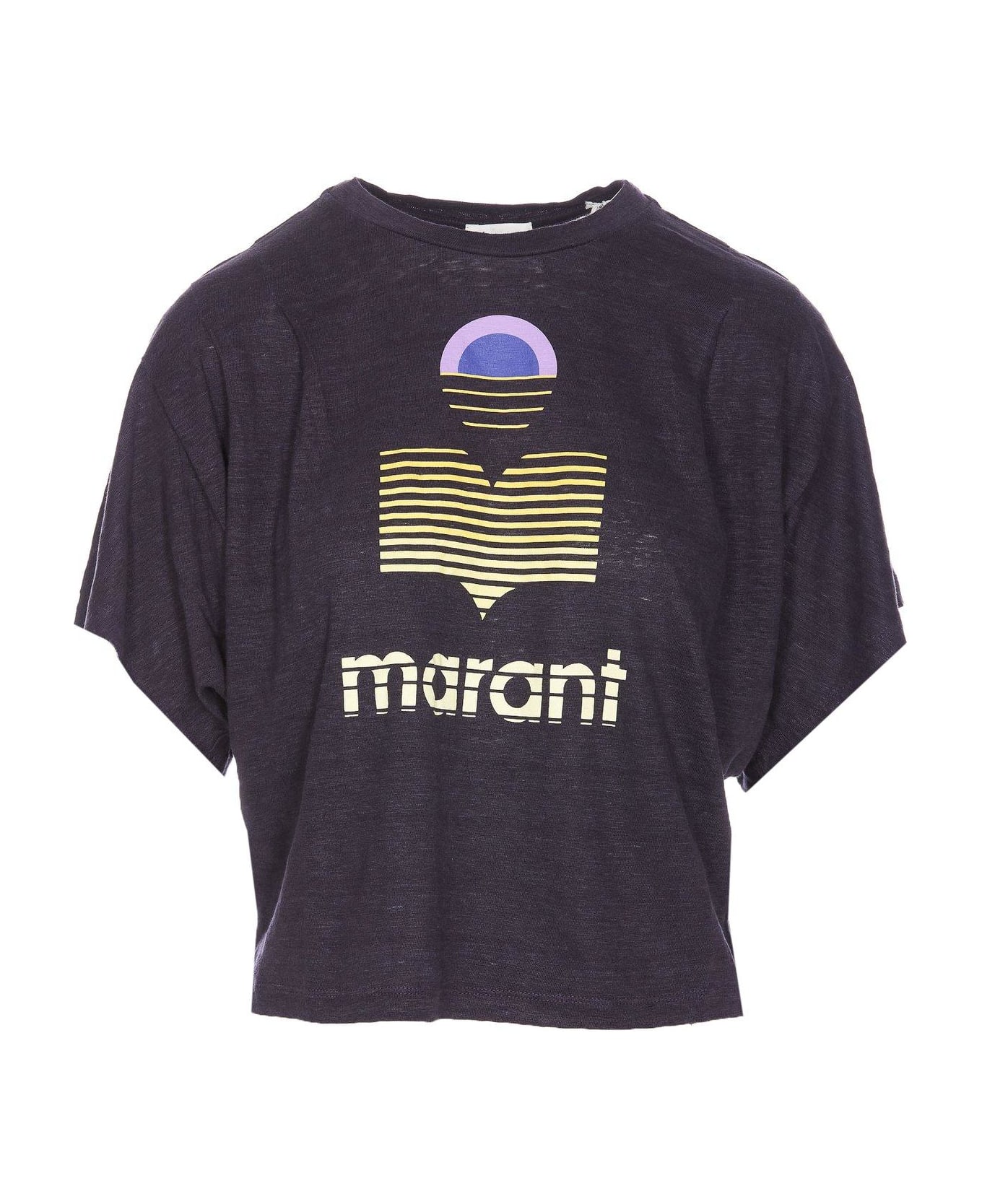Marant Étoile Logo Printed Cropped T-shirt - FADED NIGHT Tシャツ