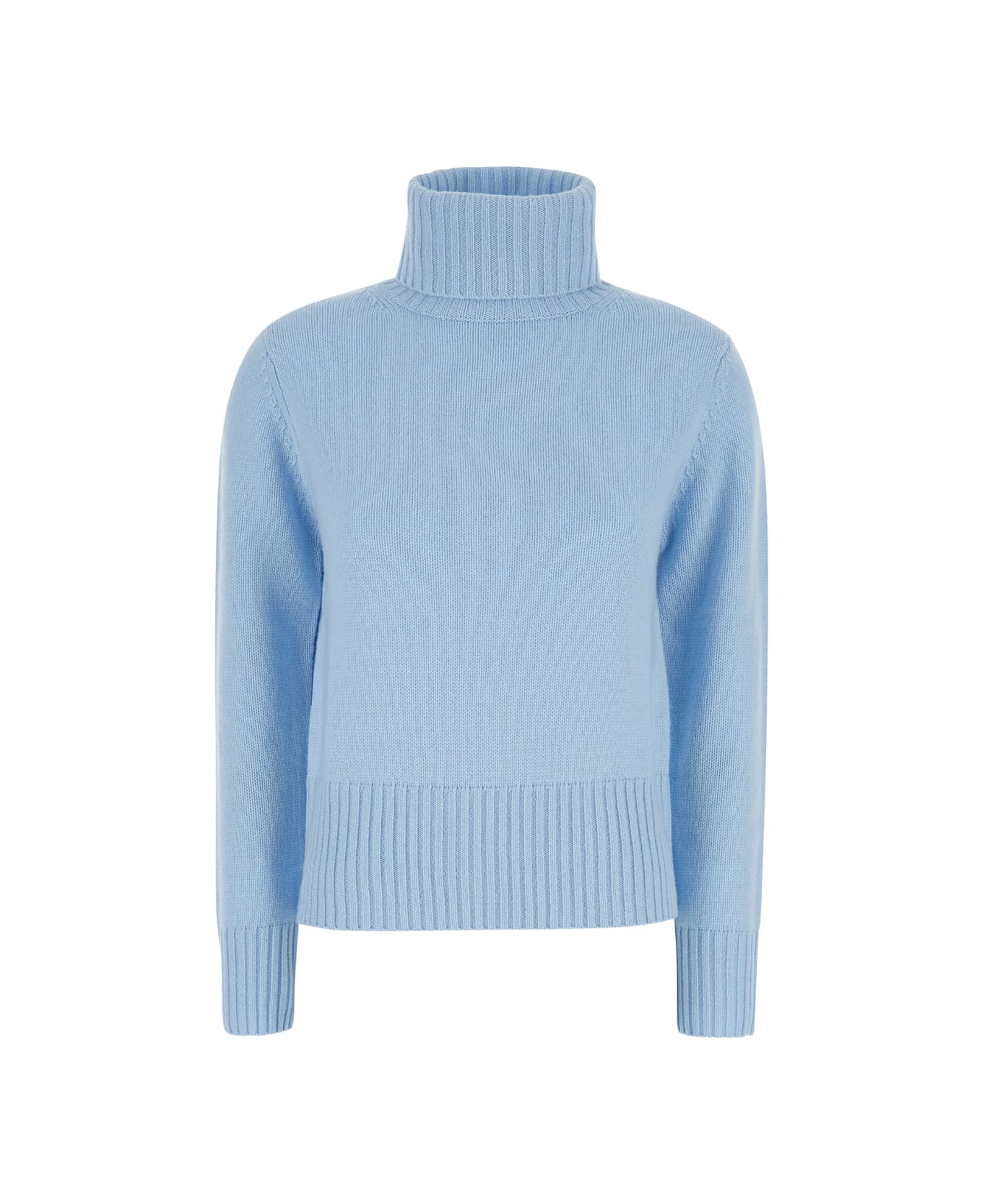 Allude Light Blue High Neck Sweater In Wool And Cashmere Woman - Light blue