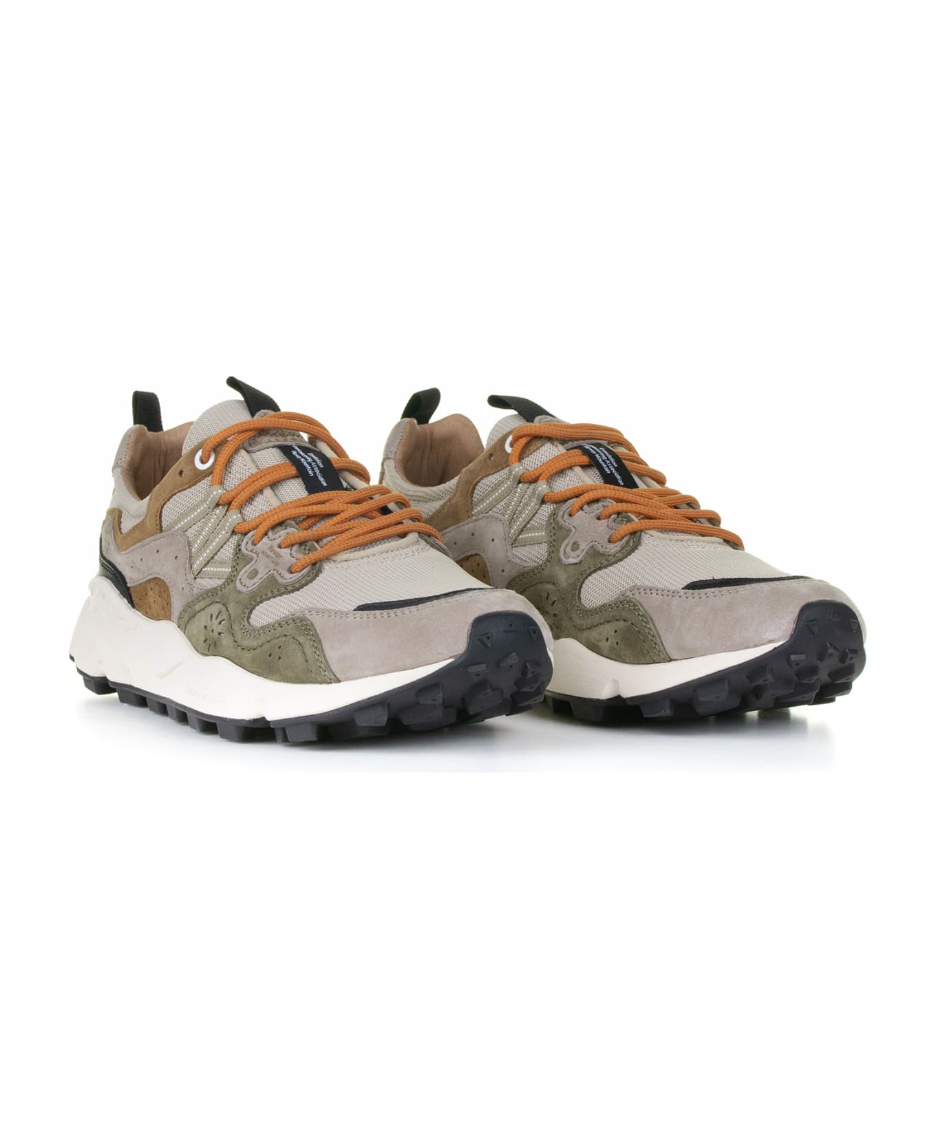 Flower Mountain Yamano Men's Sneaker In Suede And Nylon - SAND MILITARY