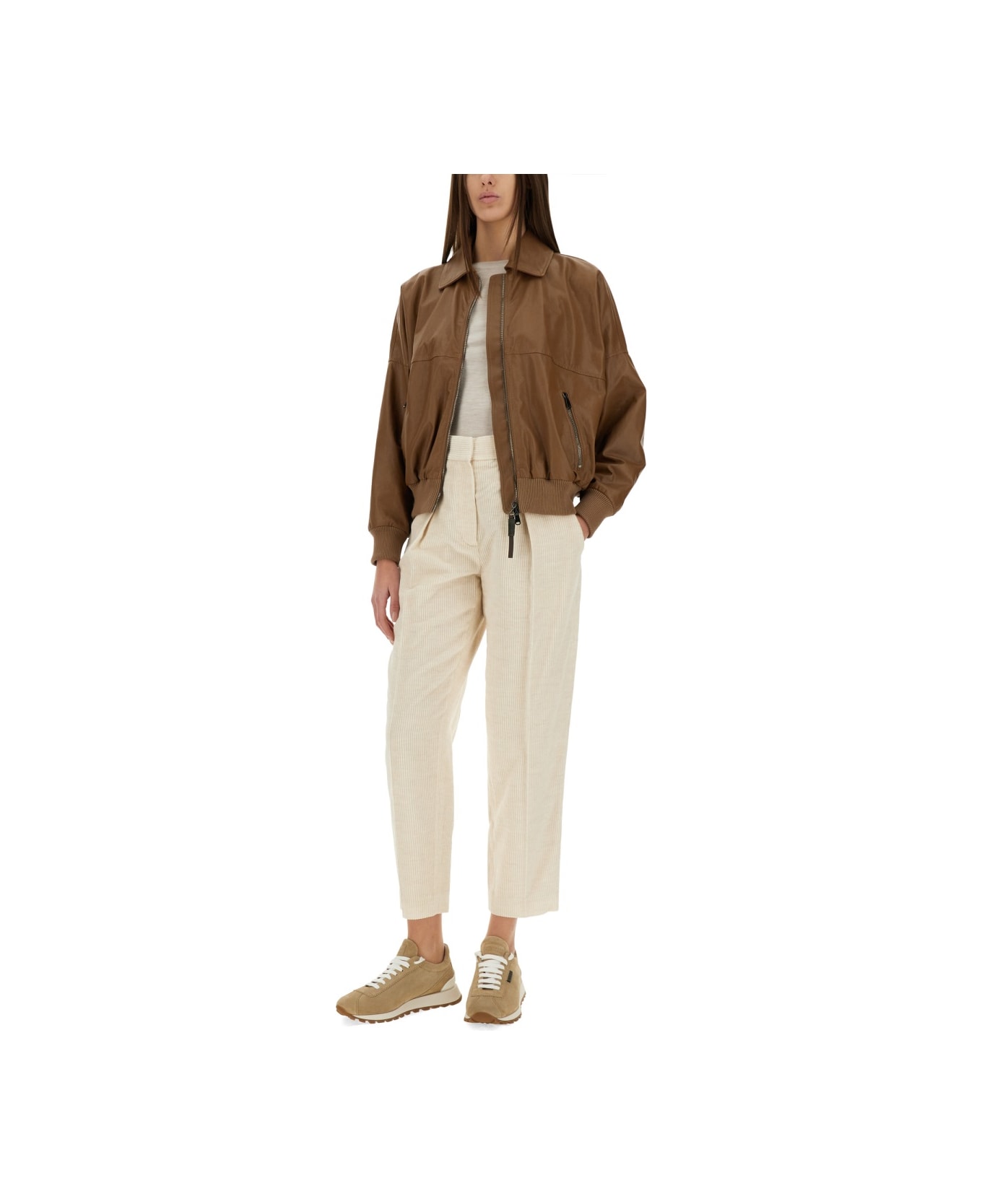 Brunello Cucinelli Leather Jacket - BROWN