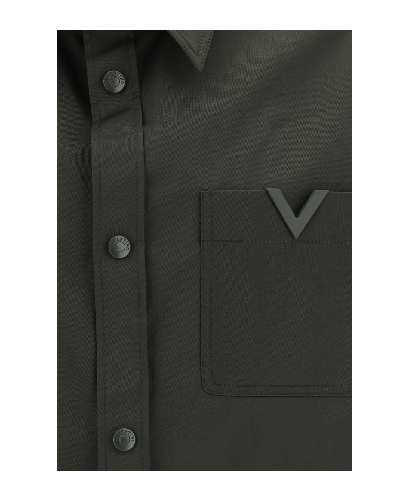 Valentino 'v Logo' Detail Shirt - Olive シャツ