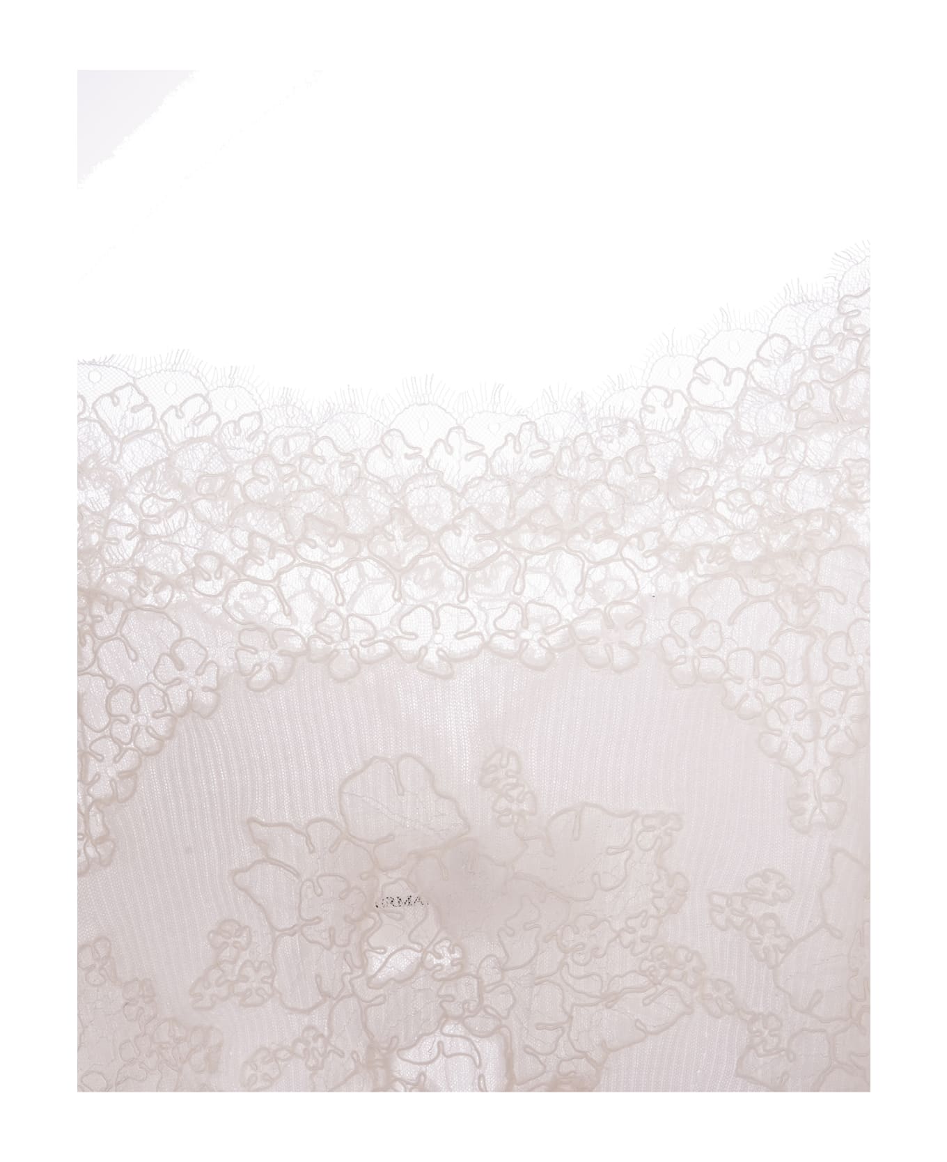 Ermanno Scervino White Sweater With Lace And Boat Neckline - White ニットウェア