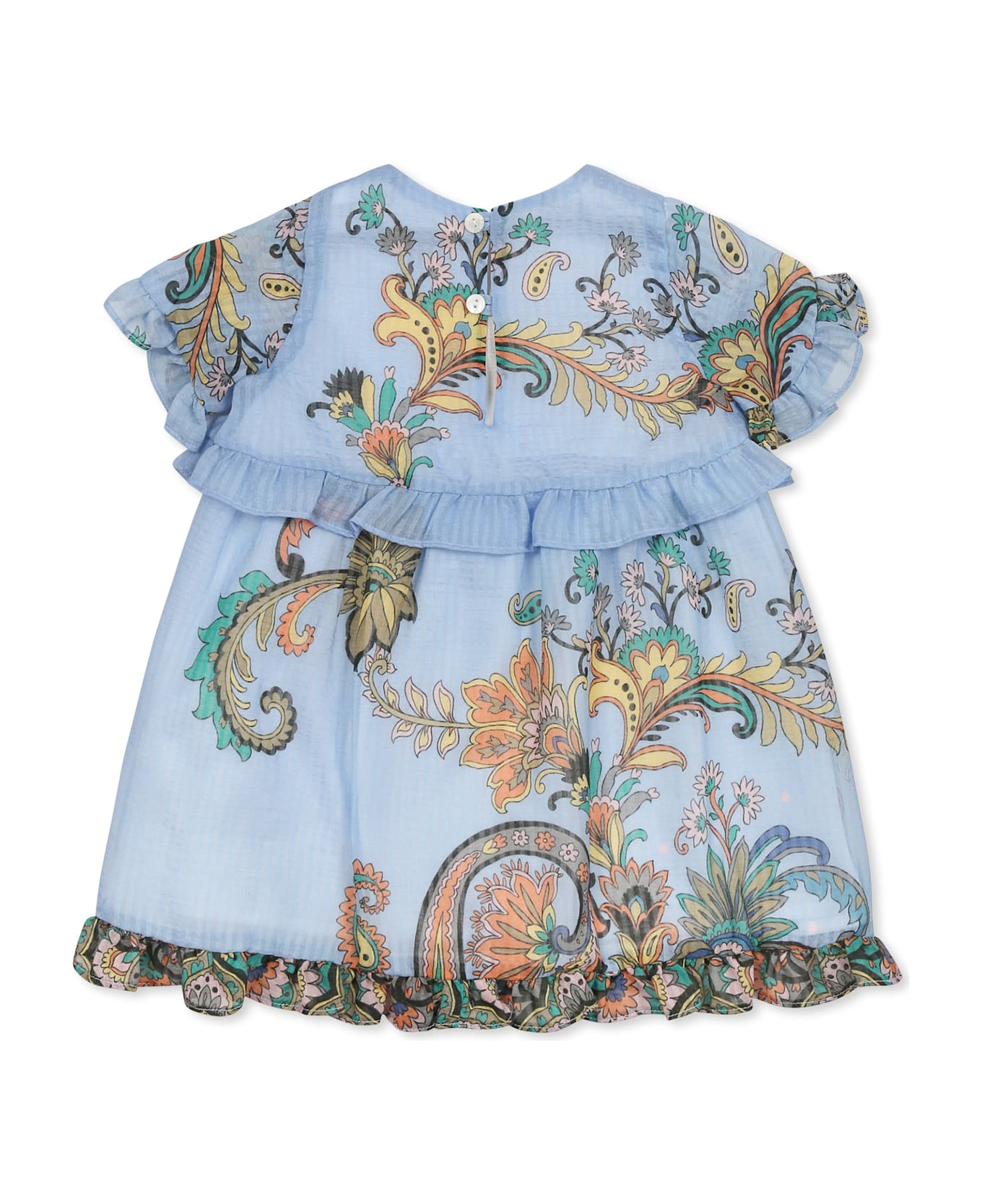 Etro Light Blue Dress For Baby Girl With Paisley Print - Light Blue