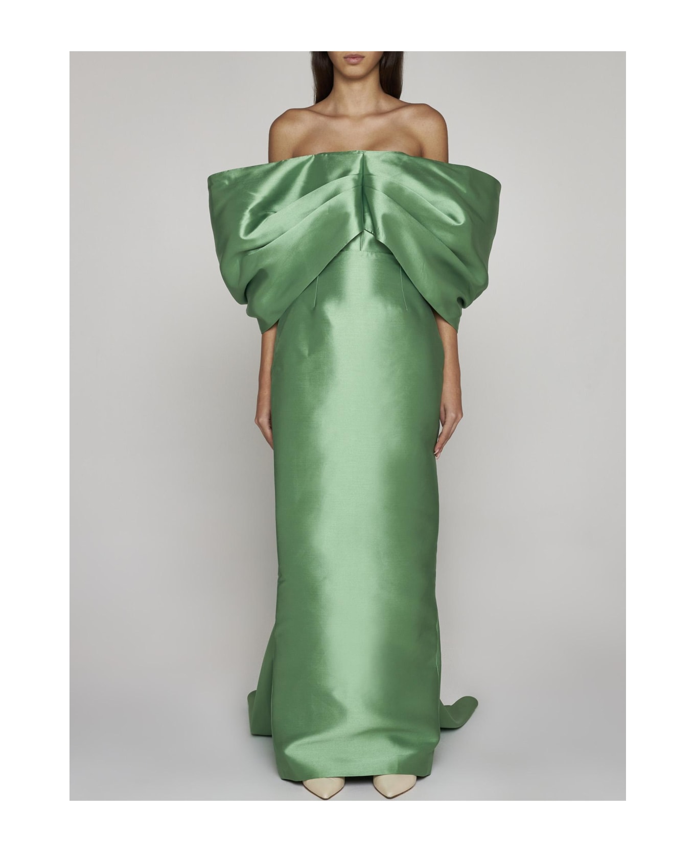 Solace London Delphina Satin Maxi Dress - GREEN