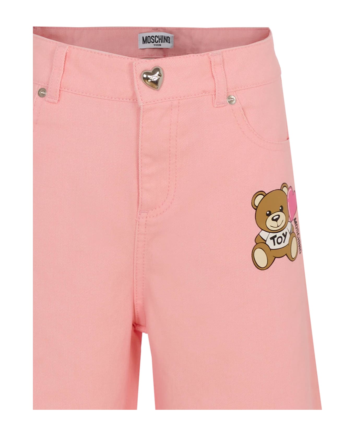 Moschino Pink Jeans For Girl With Teddy Bear - Pink