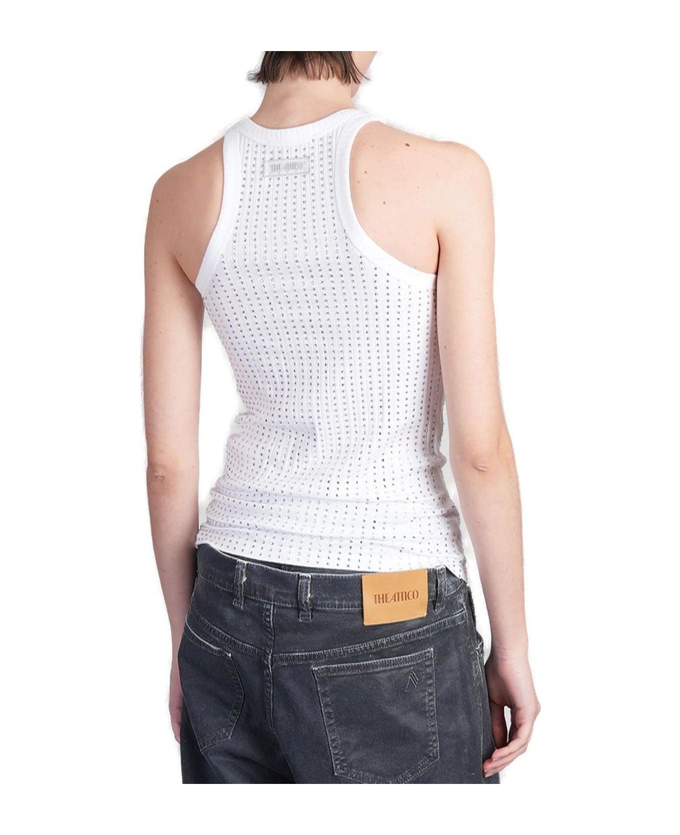 The Attico Jersey Ribbed Tank Top - White