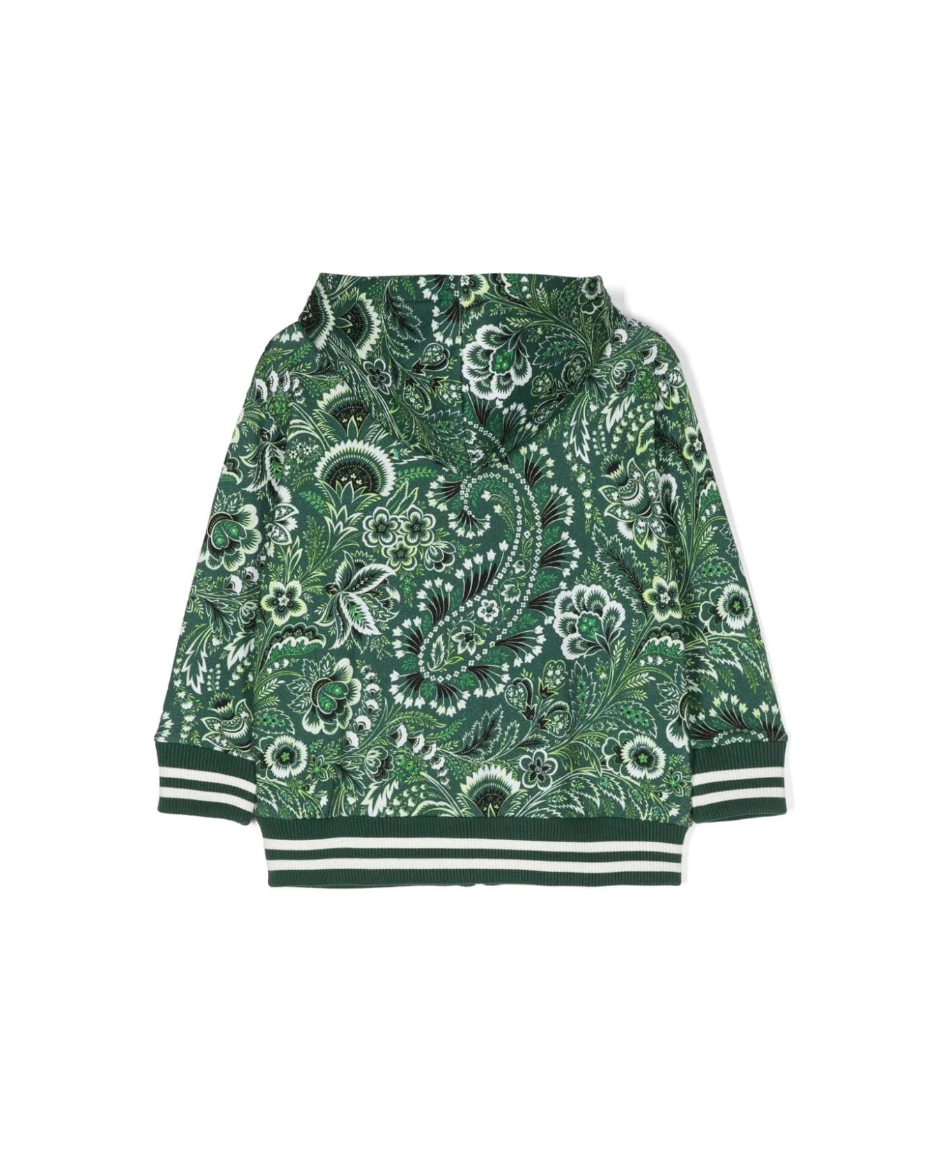 Etro Green Zip-up Hoodie With Paisley Print - Green ニットウェア＆スウェットシャツ