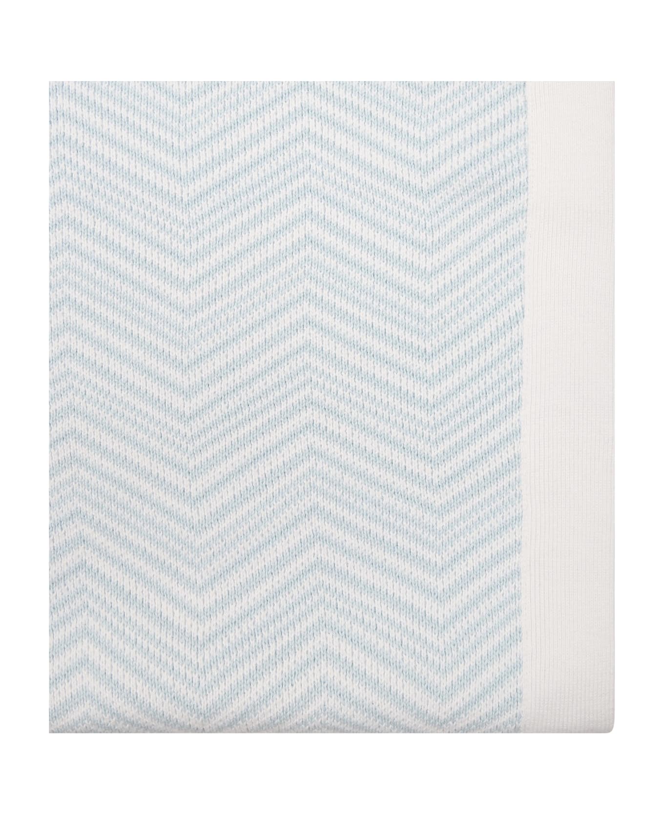 Missoni Light Blue Blanket For Baby Boy With Chevron Pattern - Light Blue アクセサリー＆ギフト