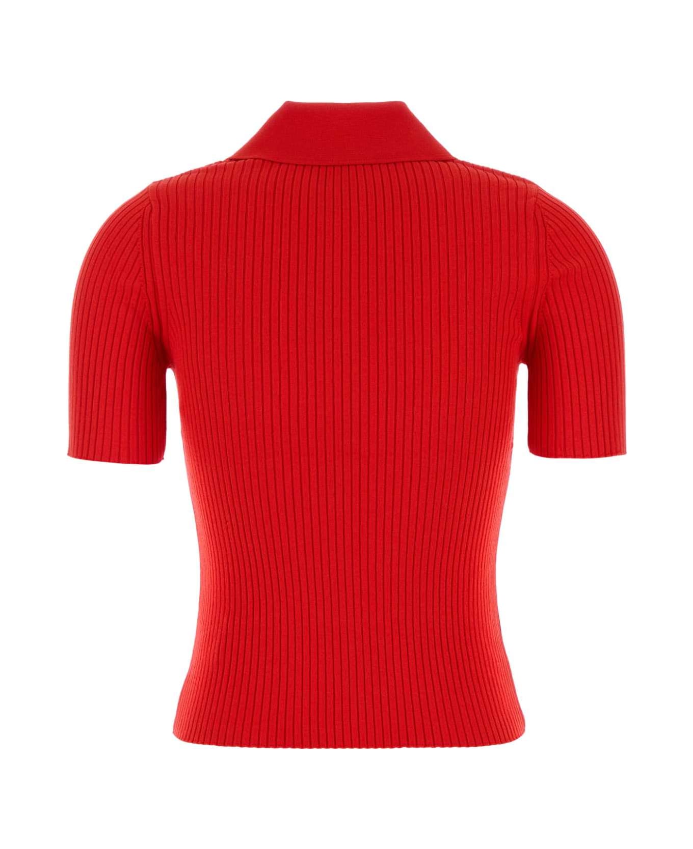 Courrèges Red Viscosa Blend Polo Shirt - POPPY