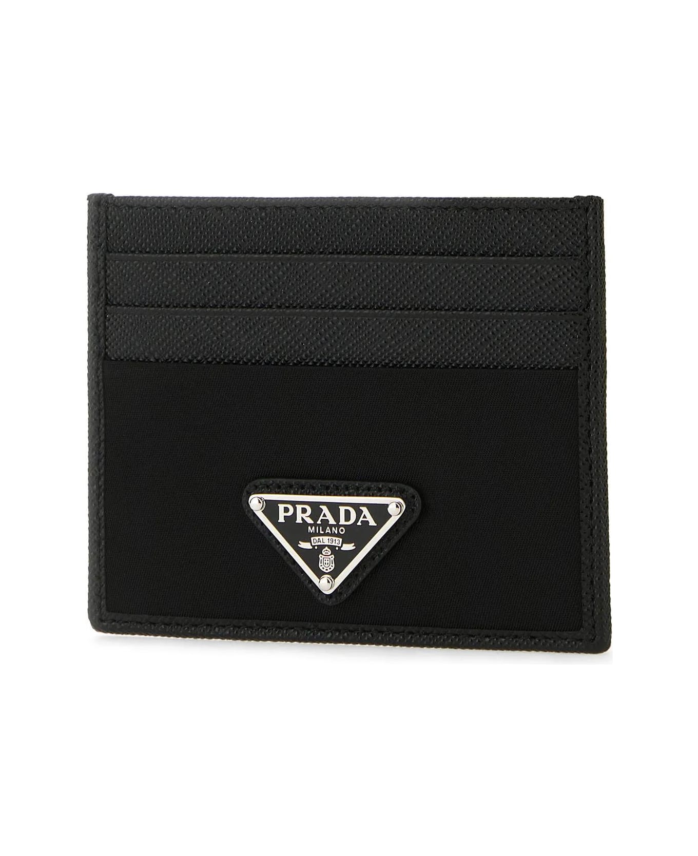 Prada Black Leather And Satin Card Holder - NERO