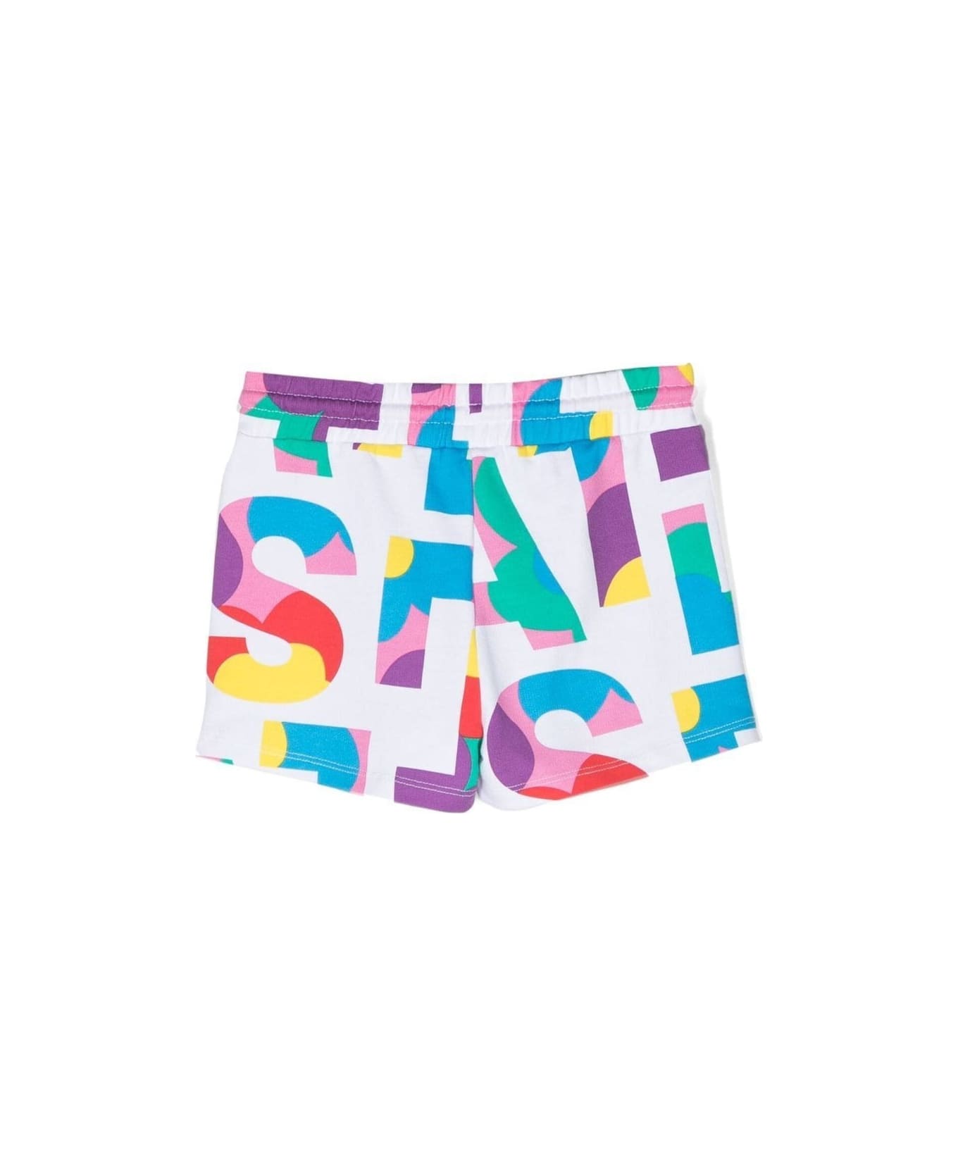 Stella McCartney Kids Bermuda Shorts With All-over Logo Graphic Print In Multicolored Cotton Girl - Multicolor