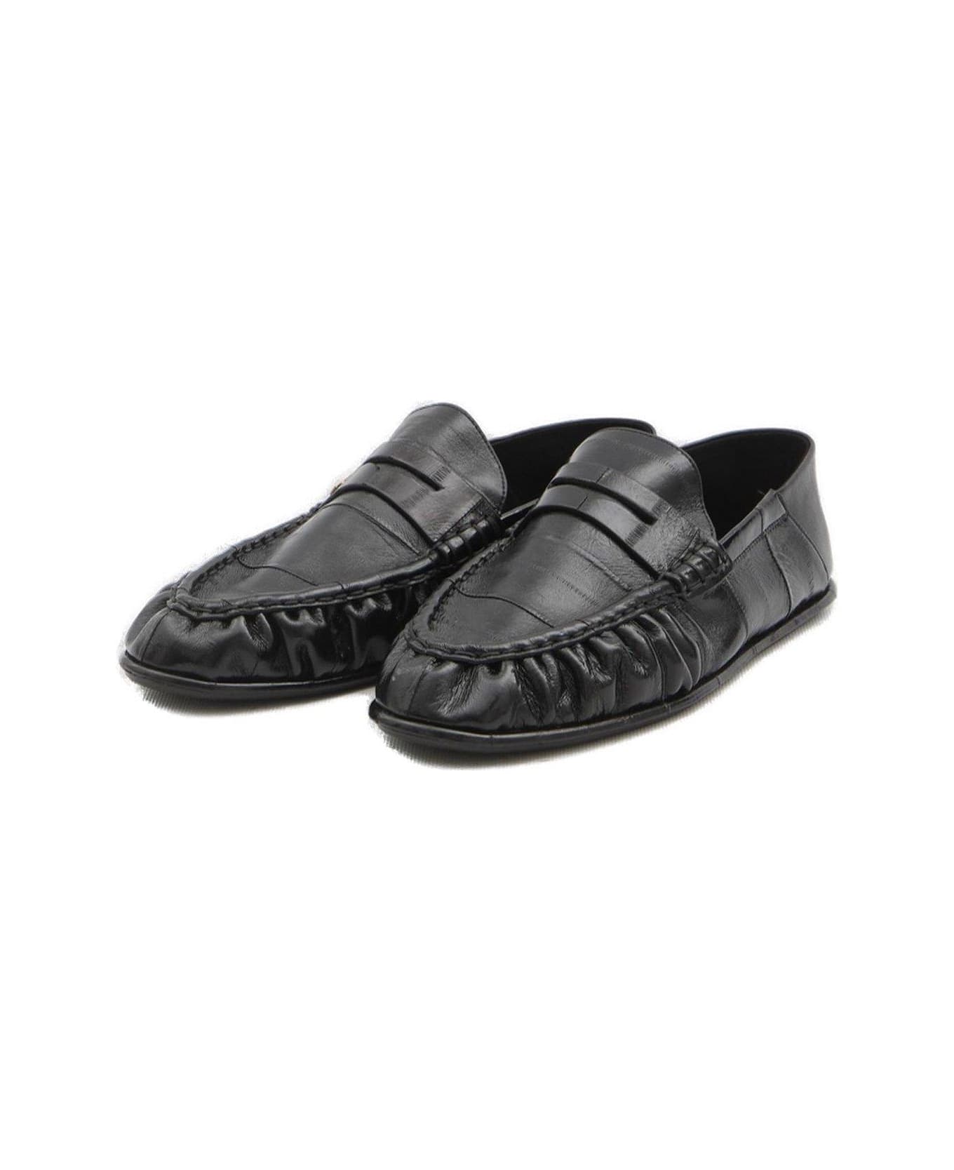 Saint Laurent Logo Plaque Slip-on Loafers - BLACK