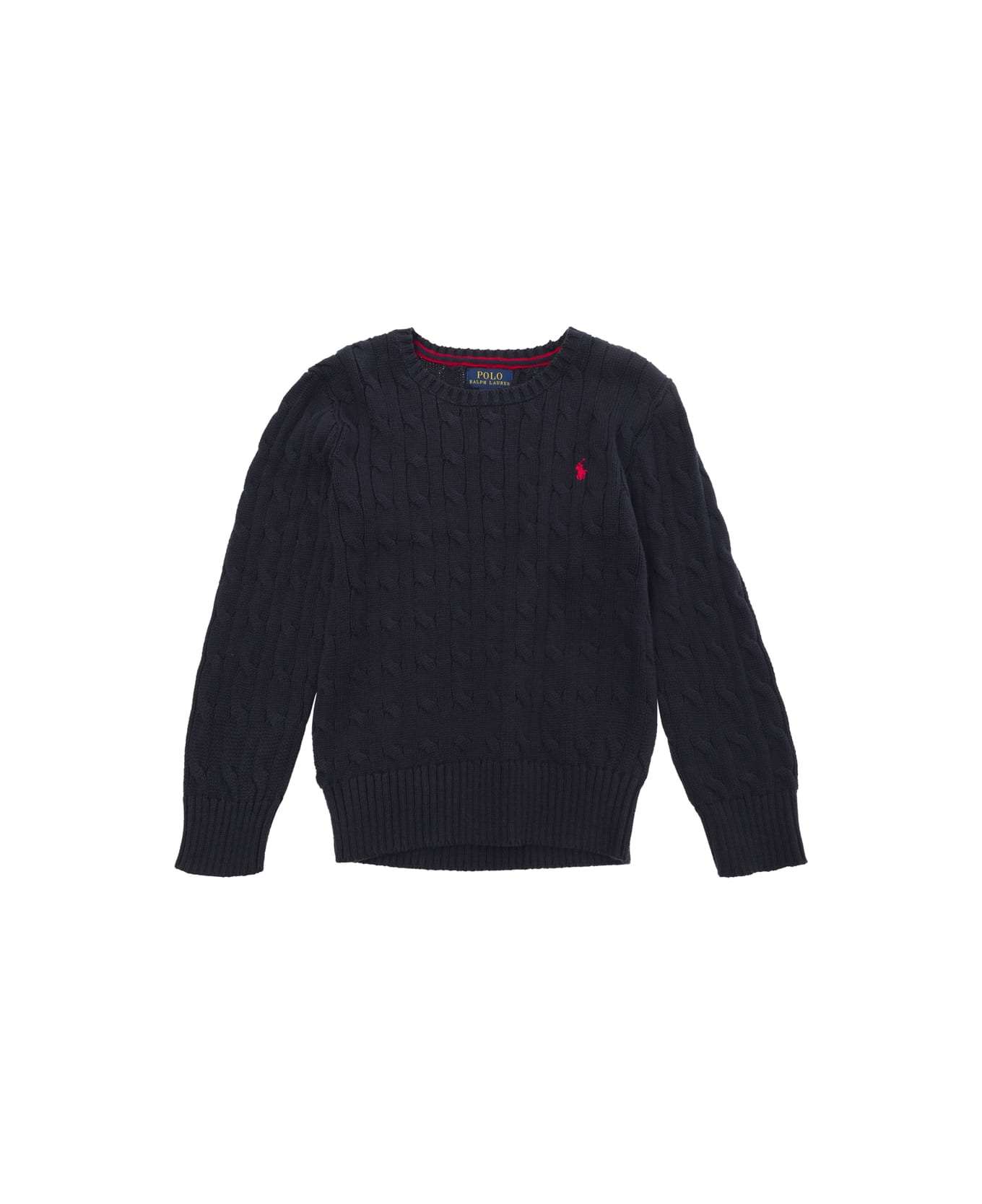 Ralph Lauren Blue Cable-knit Sweater With Pony Embroidery Boy - Blu