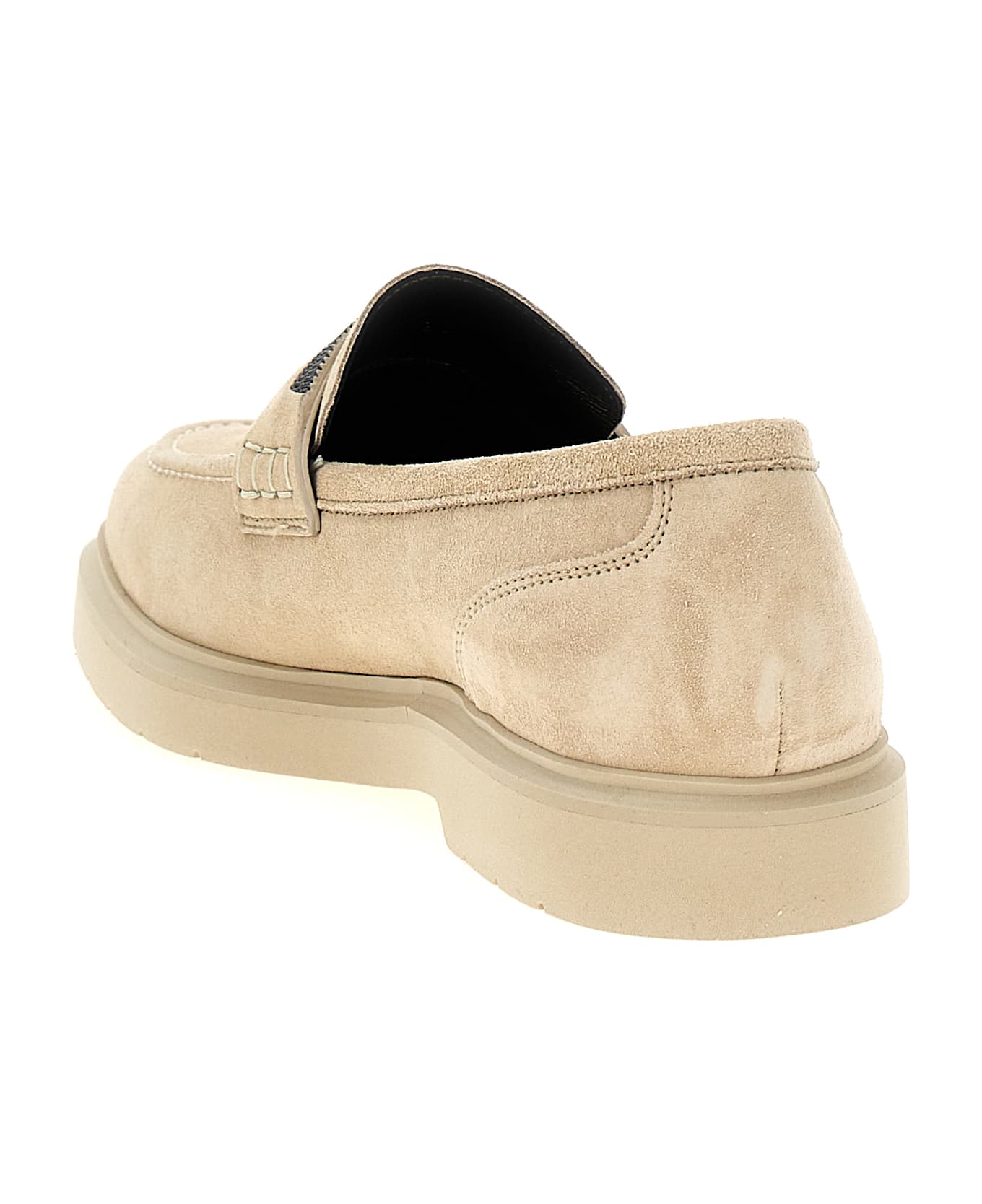 Brunello Cucinelli Loafers With Monile Detail In Suede - Beige