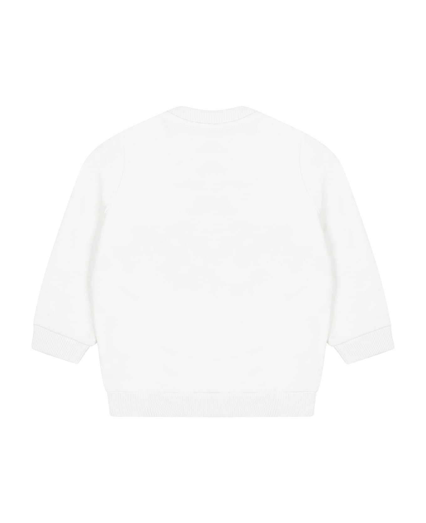 Moschino White Sweatshirt For Babies With Teddy Bears And Logo - White
