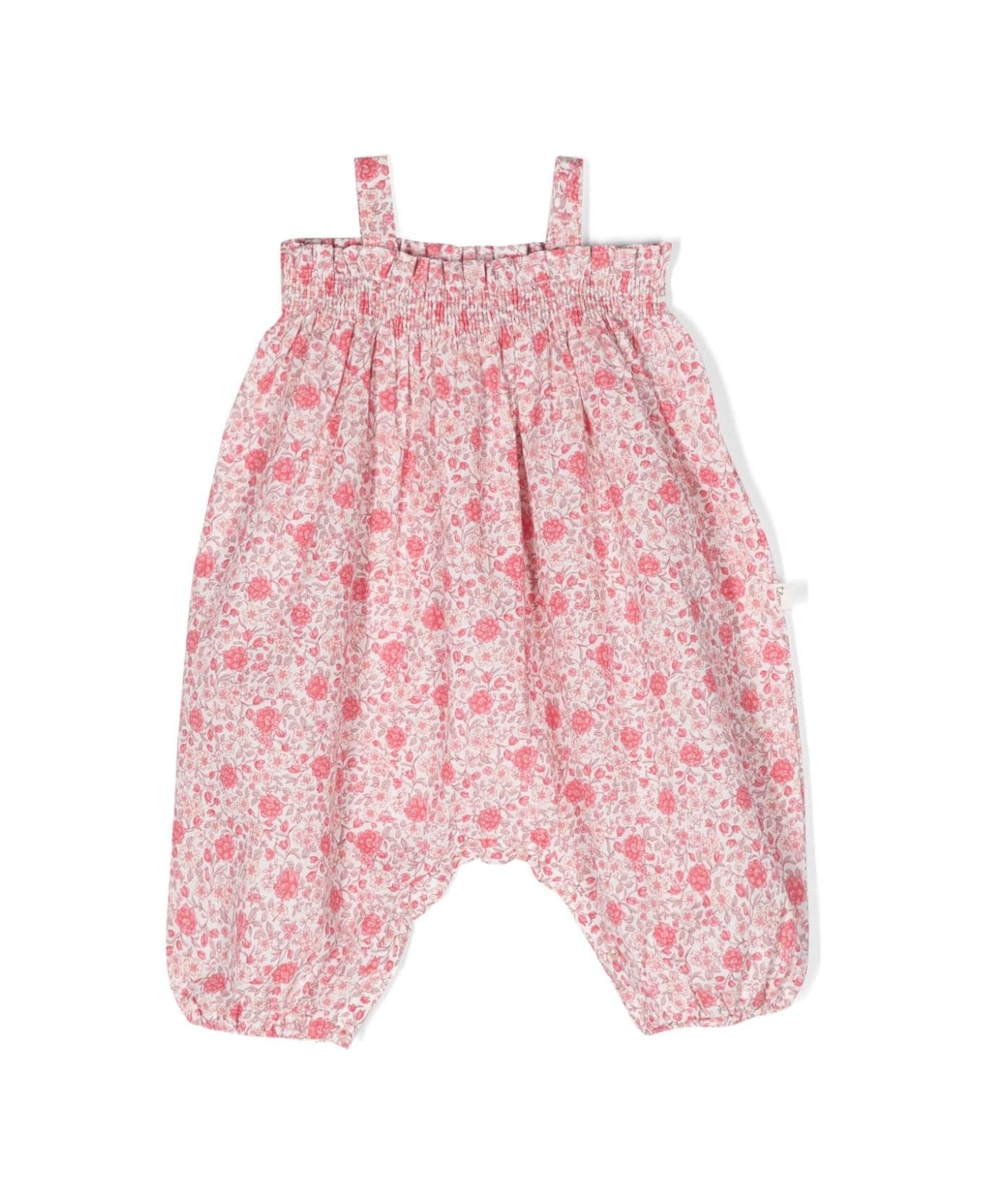 Teddy & Minou Voile Playsuit With Strawberry Red Flower Print - Red