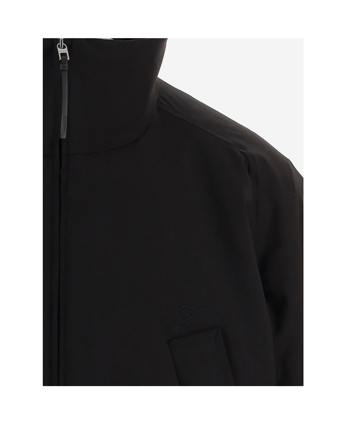 Jacquemus Stretch Cotton Blend Jacket With Zip And High Collar - Black