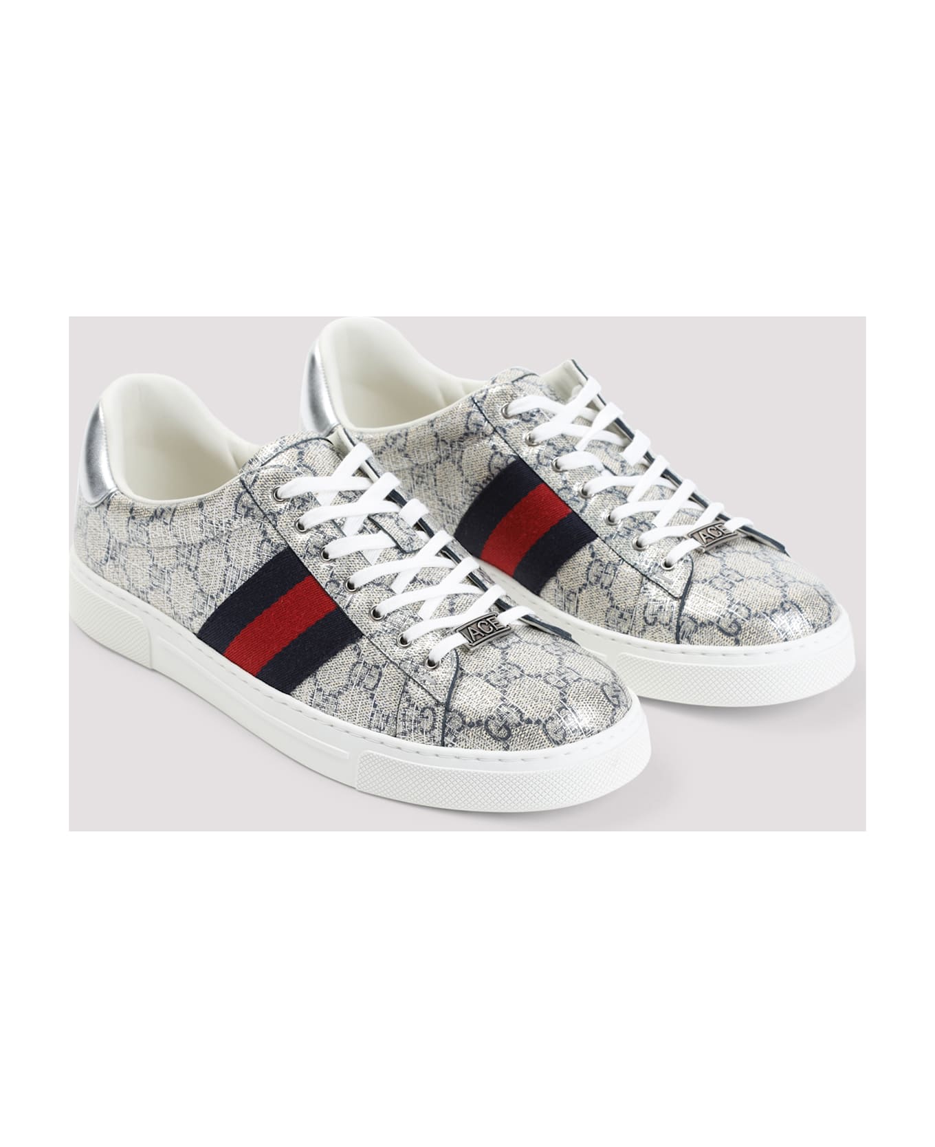 Gucci Ace Lurex Sneakers - Beige Blue Silver